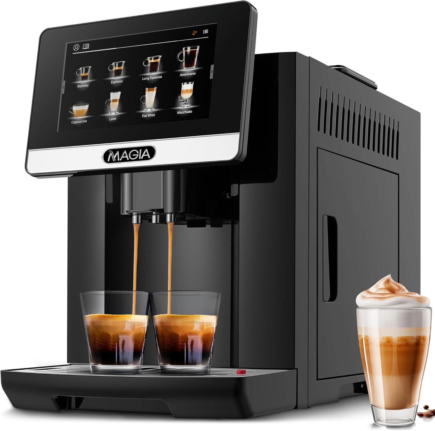 Zulay Magia Fully Automatic Espresso Machine With Grinder - 19 Customizable Coffee Options - Auto-Cleaning For Easy Maintenance - Milk-Foam System For Latte, Cappuccino, Macchiato - New Silver · v2