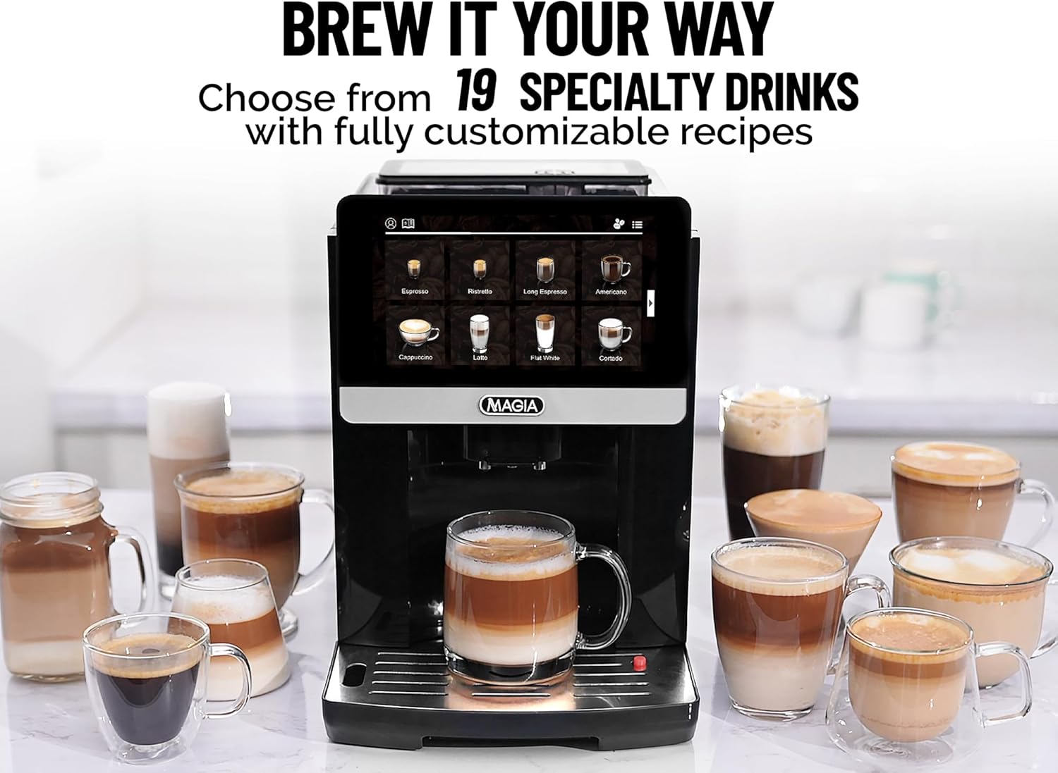 Zulay Magia Fully Automatic Espresso Machine With Grinder - 19 Customizable Coffee Options - Auto-Cleaning For Easy Maintenance - Milk-Foam System For Latte, Cappuccino, Macchiato - New Silver · v2