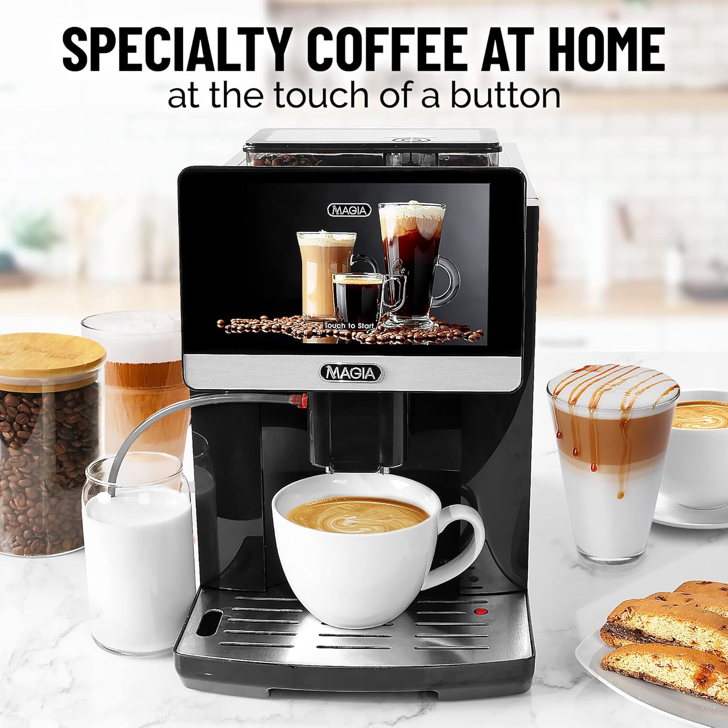 Zulay Magia Fully Automatic Espresso Machine With Grinder - 19 Customizable Coffee Options - Auto-Cleaning For Easy Maintenance - Milk-Foam System For Latte, Cappuccino, Macchiato - New Silver · v2