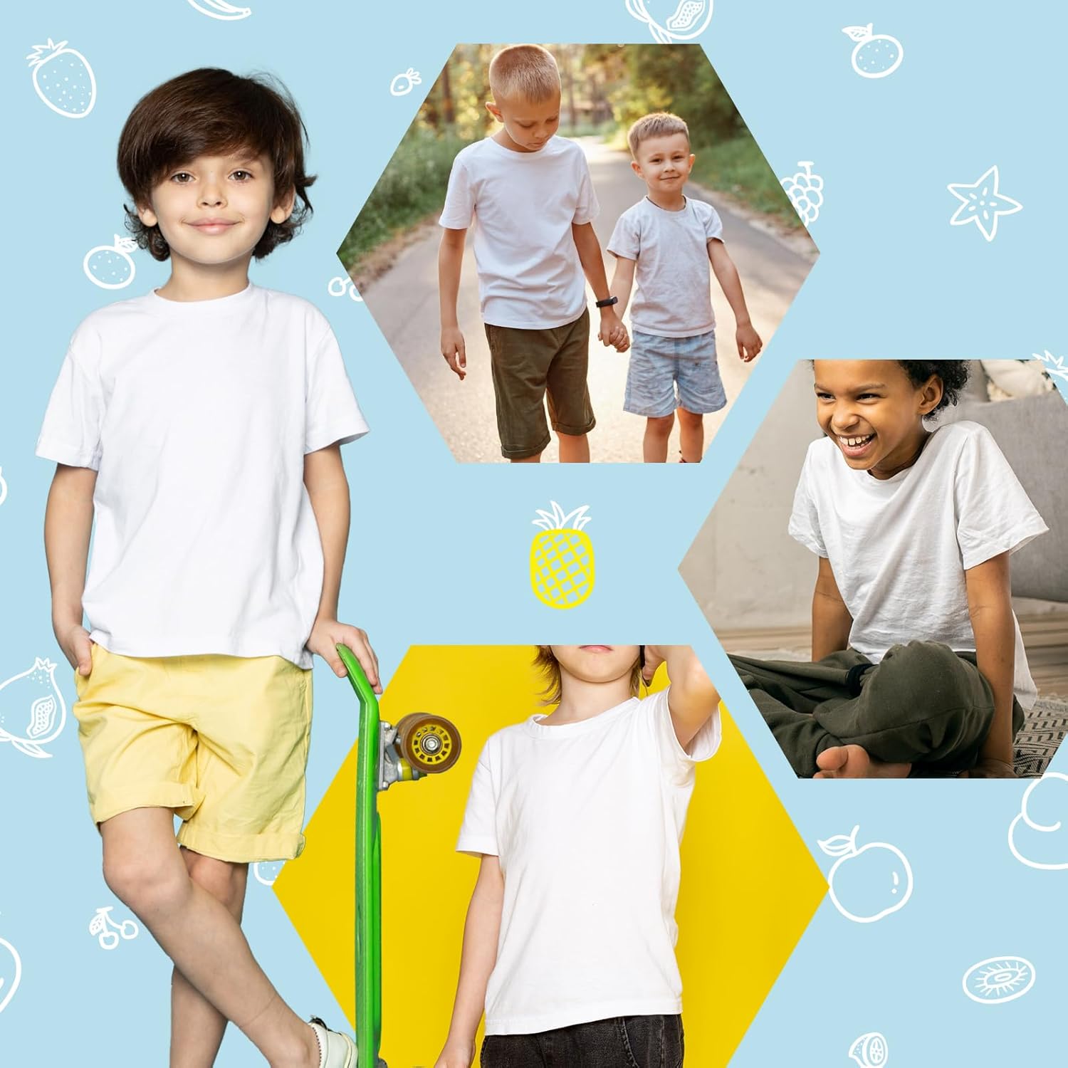 4 Pack Toddler Blank Sublimation T-Shirt,Modal Crew Neck Short Sleeve, T-Shirt for Kids Baby Children