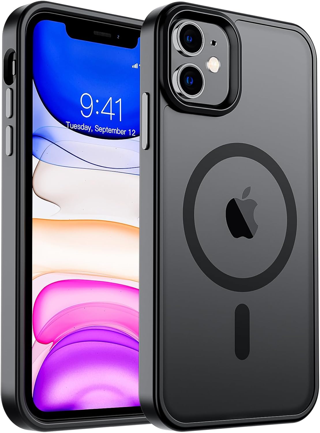 Coque magnétique SUPFINE pour iPhone 11 [Compatible avec MagSafe] [Protection de 10 pieds contre les chutes de qualité militaire] Étui fin translucide mat résistant aux chocs avec anti-traces de doigts, noir mat