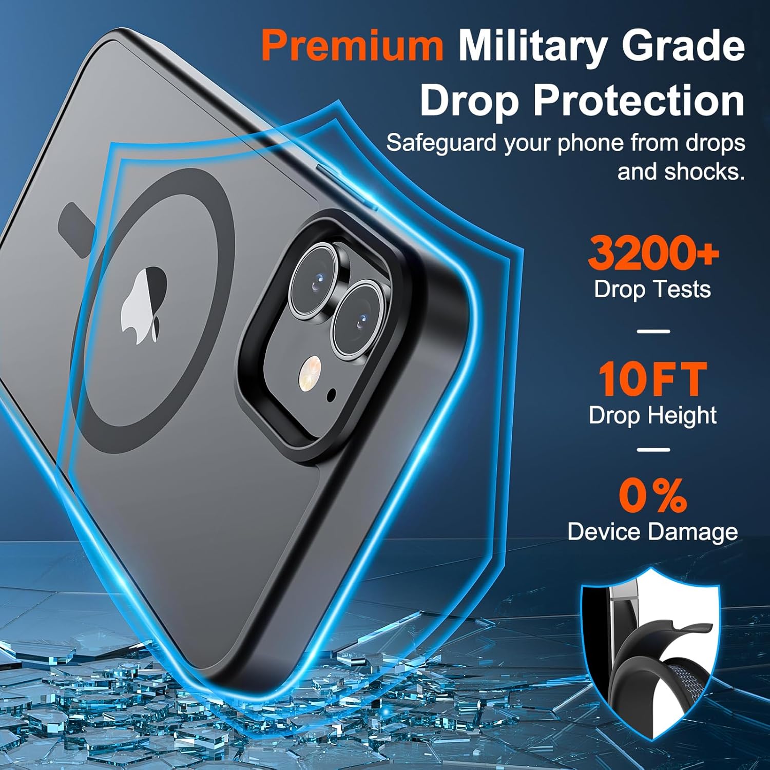Coque magnétique SUPFINE pour iPhone 11 [Compatible avec MagSafe] [Protection de 10 pieds contre les chutes de qualité militaire] Étui fin translucide mat résistant aux chocs avec anti-traces de doigts, noir mat