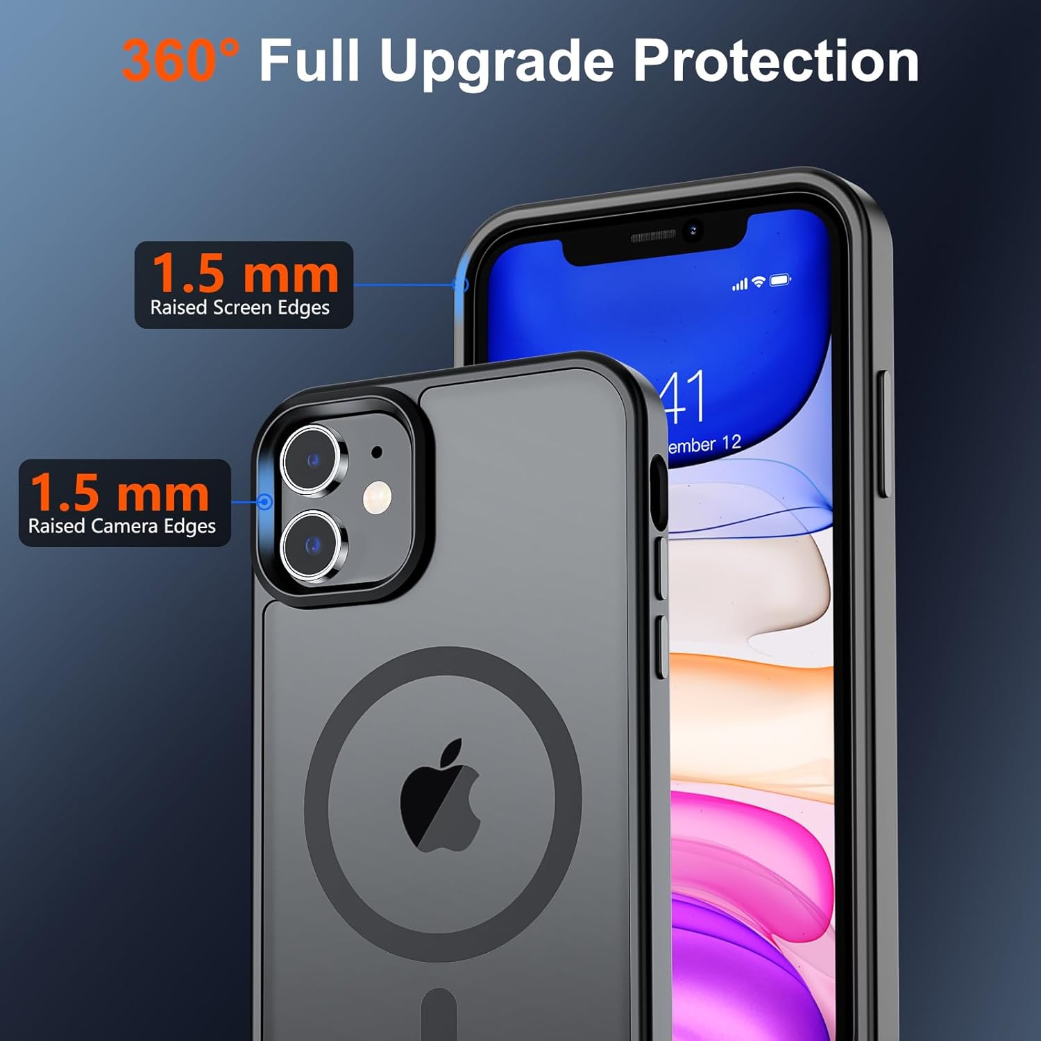 Coque magnétique SUPFINE pour iPhone 11 [Compatible avec MagSafe] [Protection de 10 pieds contre les chutes de qualité militaire] Étui fin translucide mat résistant aux chocs avec anti-traces de doigts, noir mat