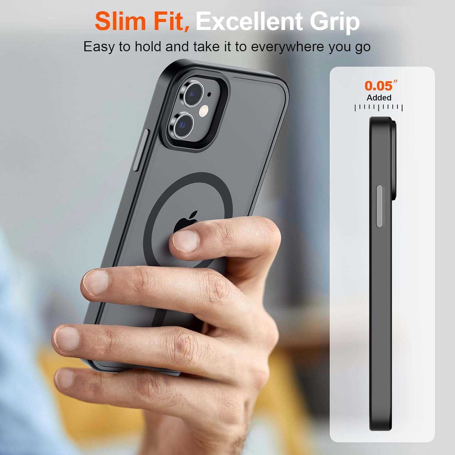 Coque magnétique SUPFINE pour iPhone 11 [Compatible avec MagSafe] [Protection de 10 pieds contre les chutes de qualité militaire] Étui fin translucide mat résistant aux chocs avec anti-traces de doigts, noir mat