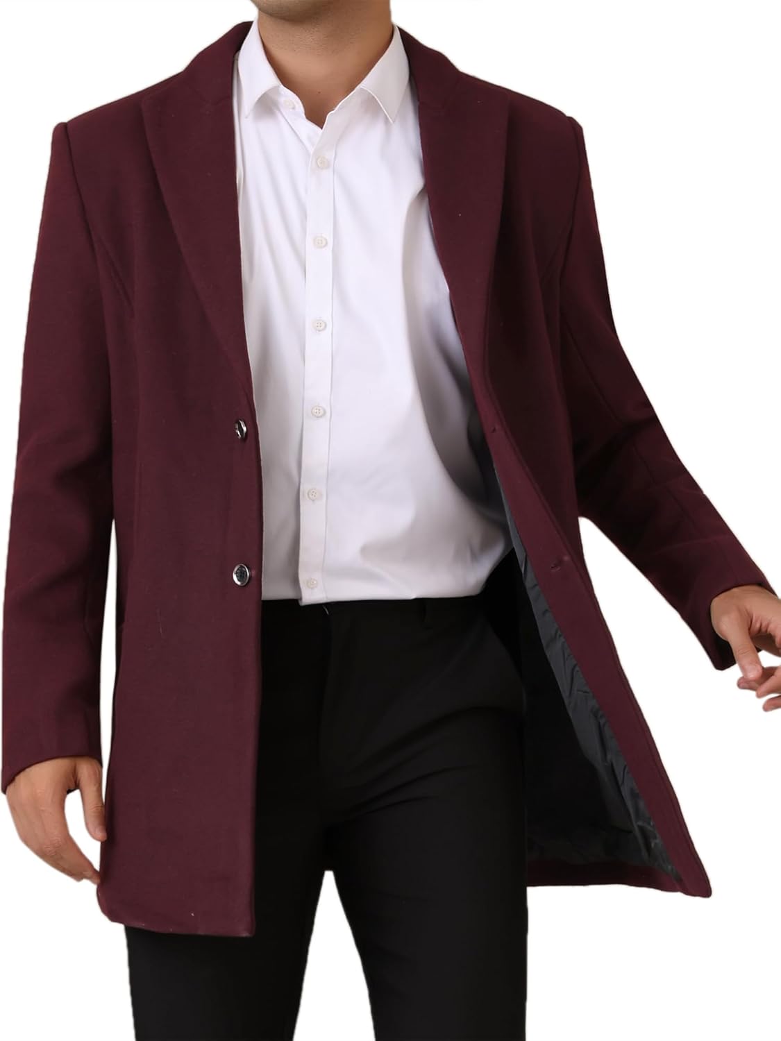 Lars Amadeus Winter Overcoat for Mens Trench Coat Slim Fit Business Pea Coat · v3
