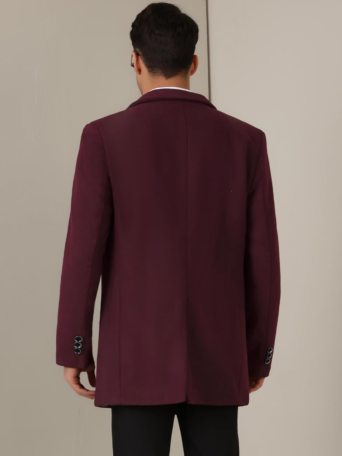 Lars Amadeus Winter Overcoat for Mens Trench Coat Slim Fit Business Pea Coat · v3