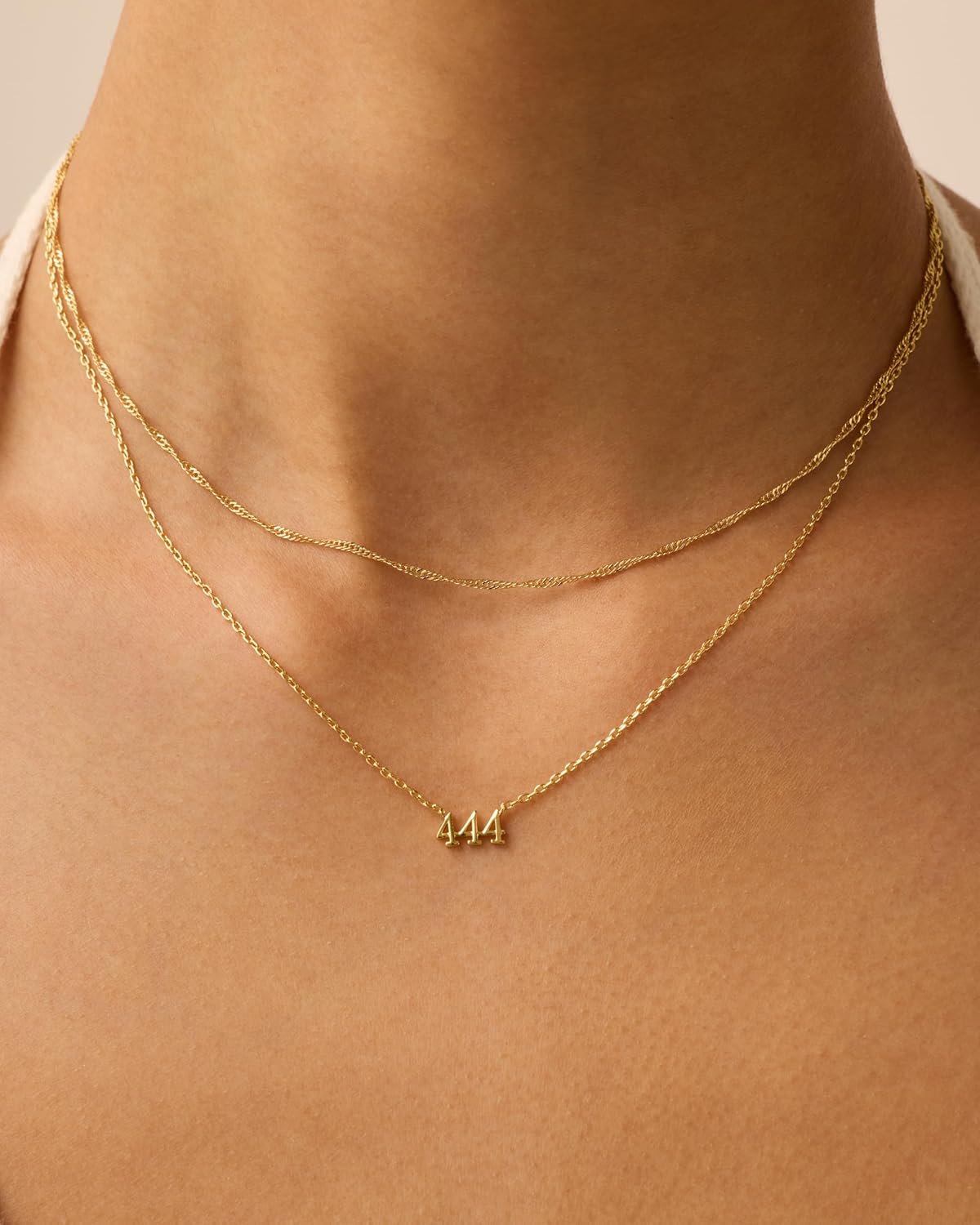 PAVOI 14K Gold Plated Angel Number Pendant Layering Necklace for Women | 999 Lucky Numerology Singapore Chain Necklace