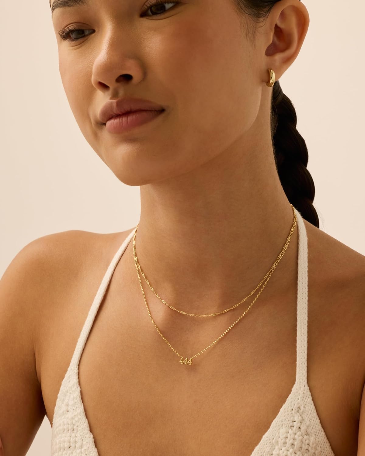 PAVOI 14K Gold Plated Angel Number Pendant Layering Necklace for Women | 999 Lucky Numerology Singapore Chain Necklace