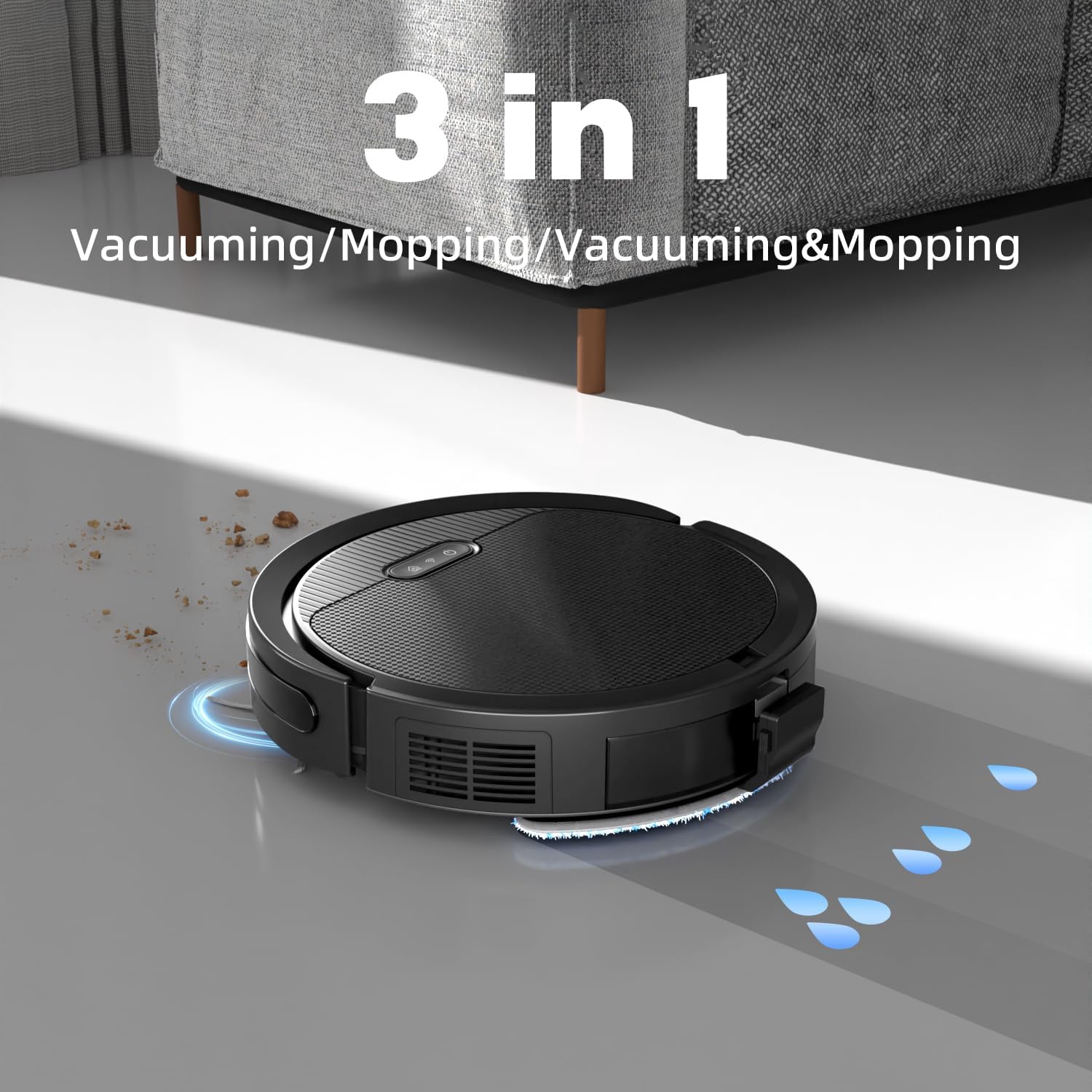 V3 Robot Vacuum and Mop Combo, 5000Pa Strong Suction, Mop Vacuum Cleaner, 2.4GWiFi/App/Alexa Control, Robotic Vacuum Cleaner for Low Carpet Pet Hair and Hard Floors · v3