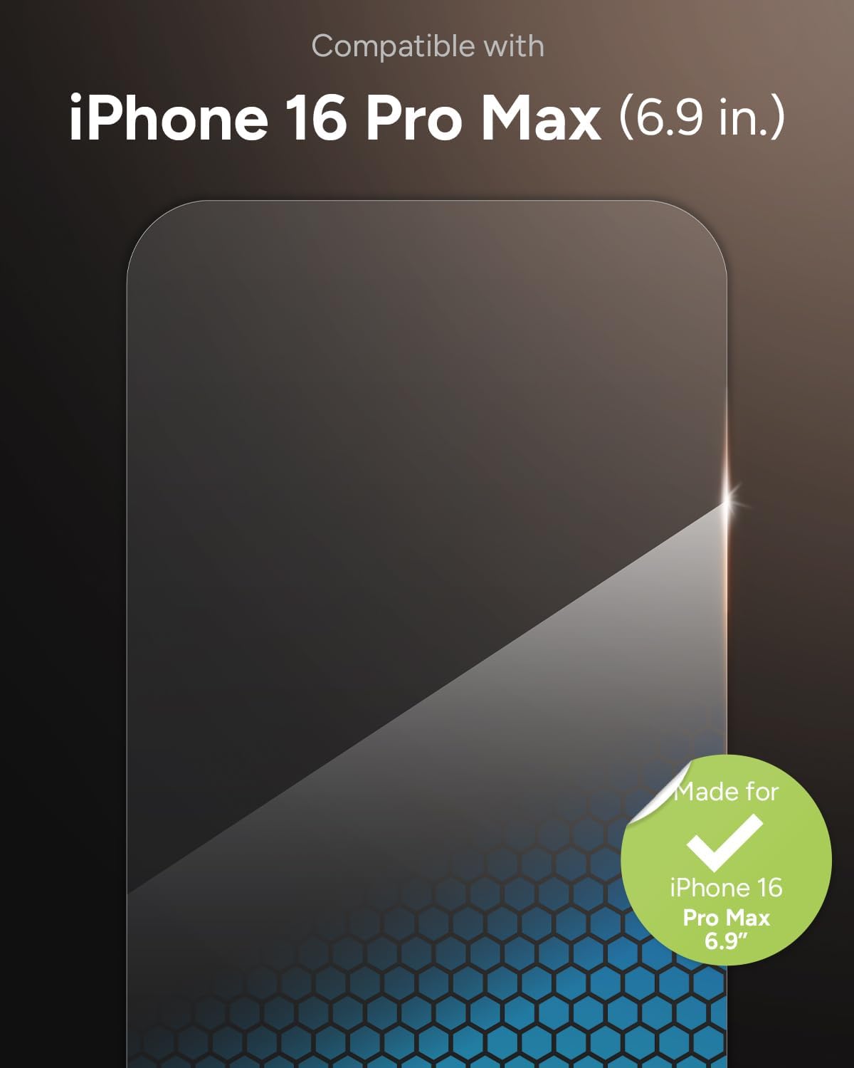 Protecteur d'écran ZAGG XTR4 pour iPhone 16 Pro Max : verre trempé 11 fois plus résistant, filtration de la lumière bleue, technologie antireflet, renforcé au graphène, InvisibleShield, installation facile sans poussière