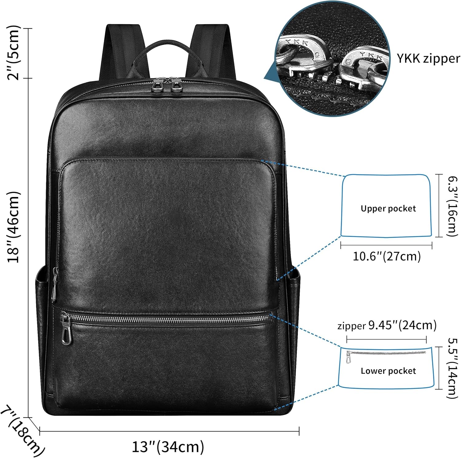 Leather backpack for men, 17.3 inch laptop backpack with laptop compartment. Business travel luxury backpack, black large 30 L · v2