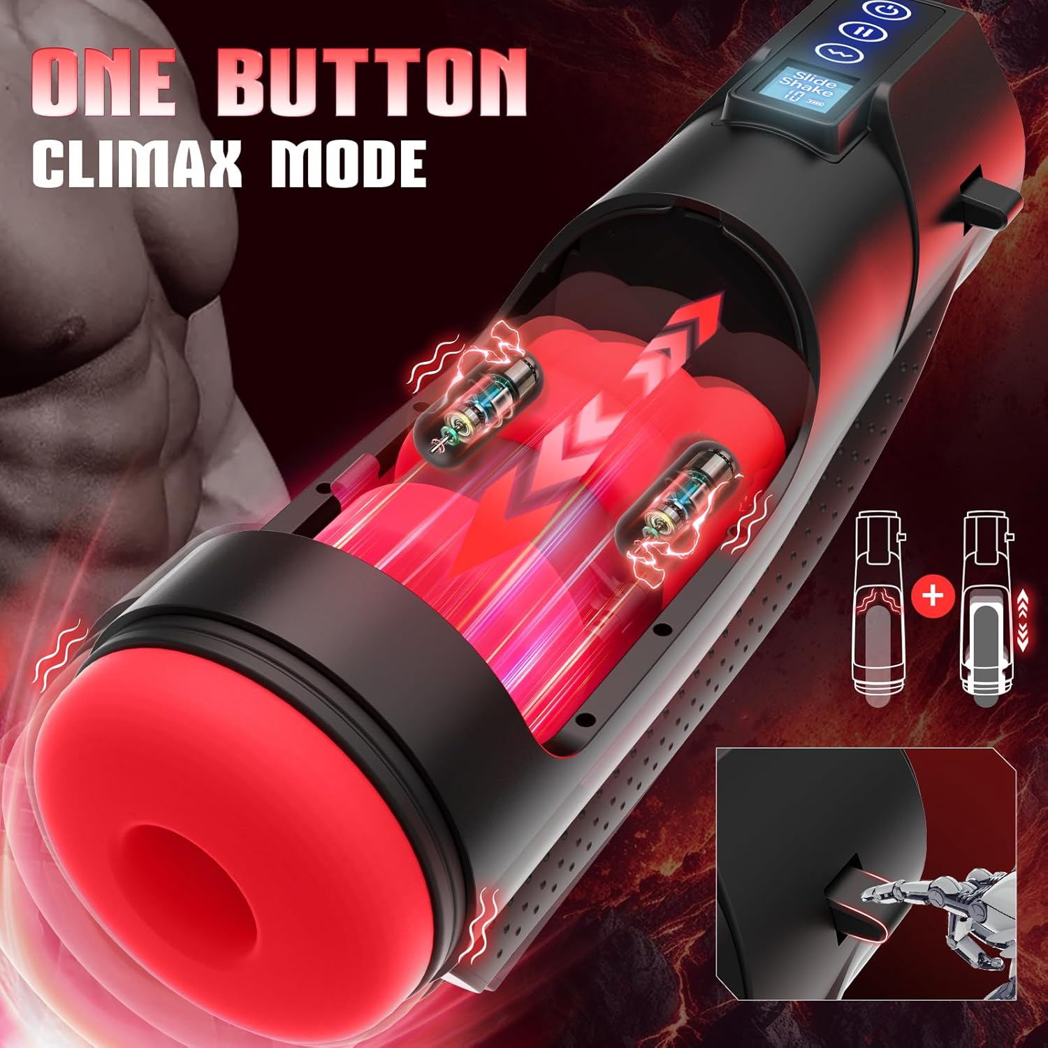 Sex Toys for Men Male Masturbator - Male Sex Toy for Men Adult Toys Penis Pump Sex Machine 3D Pocket Pussy Male Stroker Male Masturbators with 10 Vibrating 8 Thrusting amp; LCD Display · v4