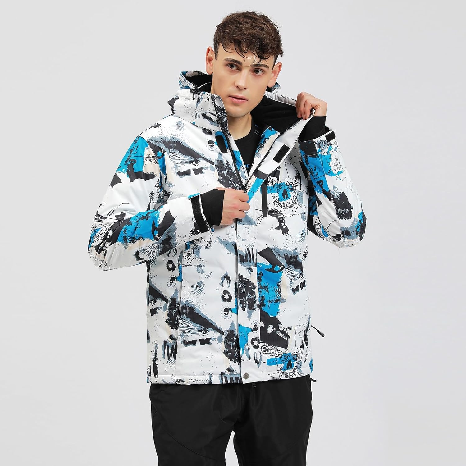 Mens Ski Jacket and Pants Set Ski Suit Winter Waterproof Windproof Hooded Snow Coat 2 Pieces Snowboarding Snowsuits · v2