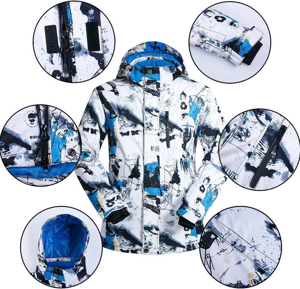 Mens Ski Jacket and Pants Set Ski Suit Winter Waterproof Windproof Hooded Snow Coat 2 Pieces Snowboarding Snowsuits · v2