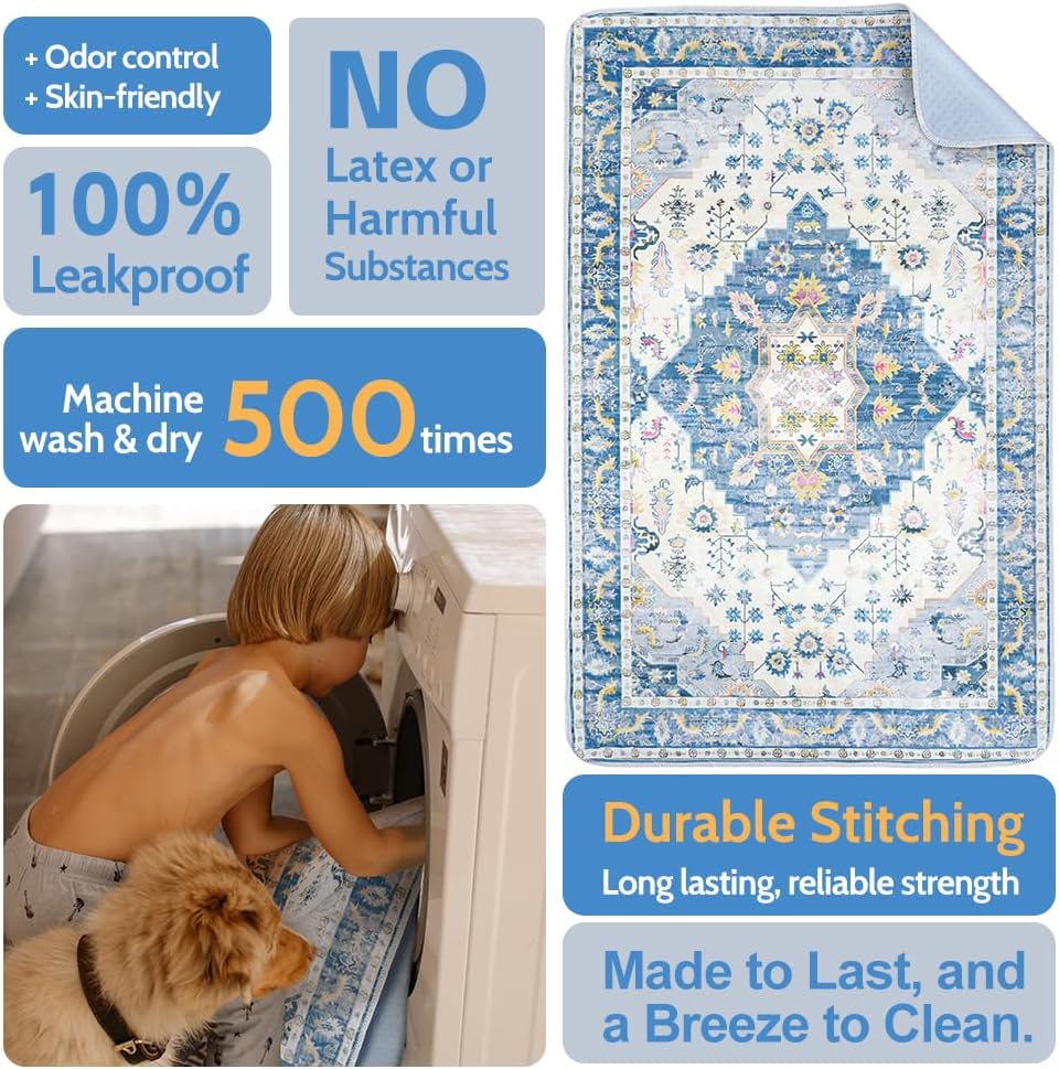 Tamponi per pipì lavabili per cani, confezione da 2 tappetini riutilizzabili per addestramento per cuccioli 40x26 pollici, assorbenti super assorbenti e impermeabili, vasini antiscivolo per pavimento, gabbia, divano, materassini da parto, lettiera, articoli per animali domestici