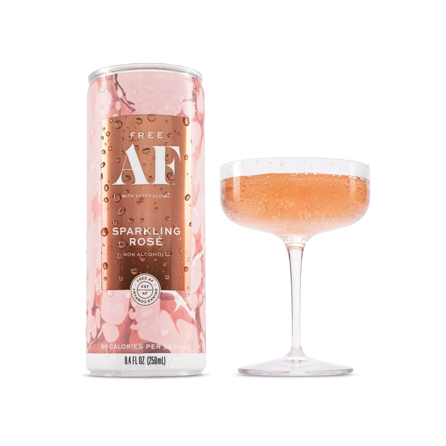 ฟรี AF สปาร์คกลิ้งโรเซ่พร้อมดื่มแบบไม่มีแอลกอฮอล์พร้อม Afterglow แคลอรี่ต่ำ สดชื่น กระป๋องขนาด 8.4 ออนซ์ (แพ็ค 24 ขวด)