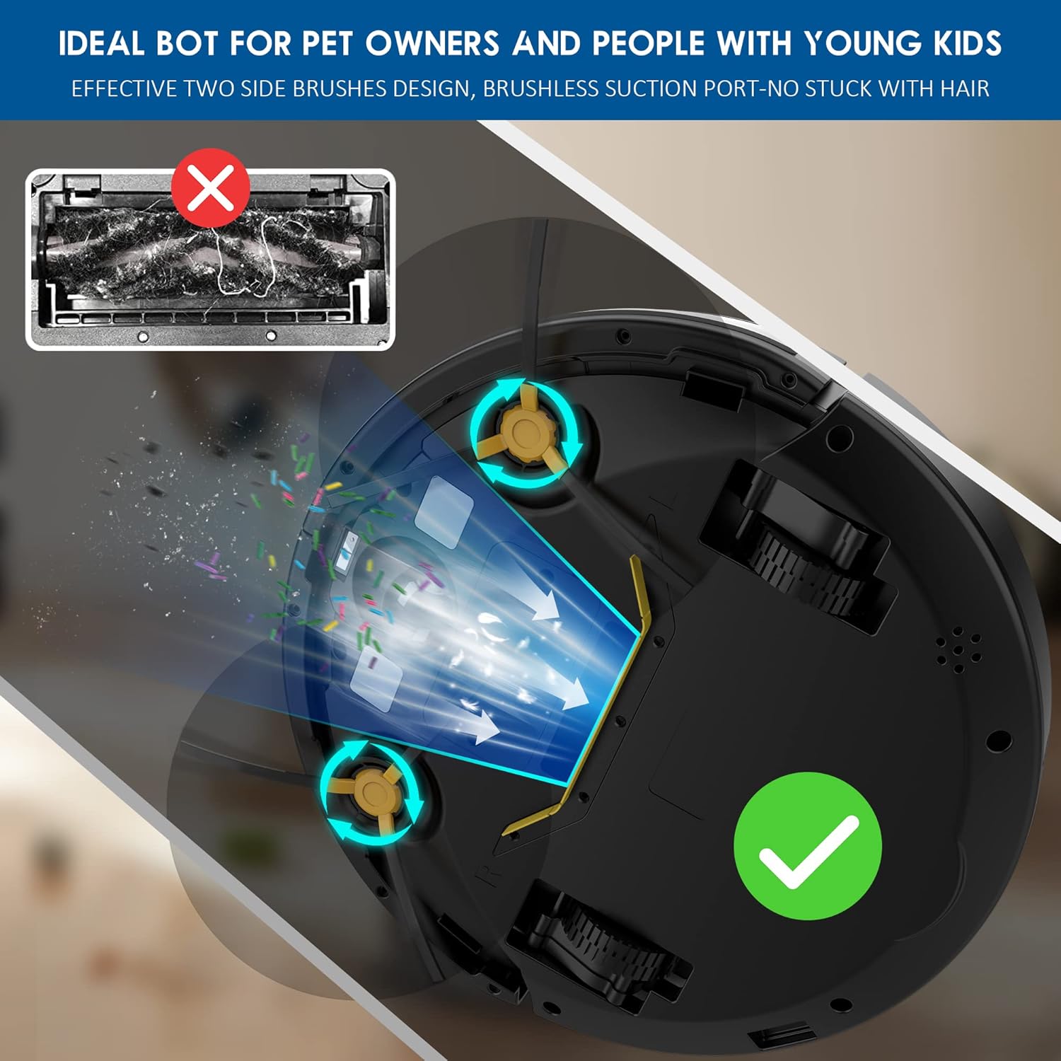 Upgraded Version Robot Vacuum Cleaner, 3500Pa Super Thin Robotic Vacuum, 120Mins Max, Tangle Free, Automatic, Quiet Cleaning Robot Vacuum for Floor,Black · v2