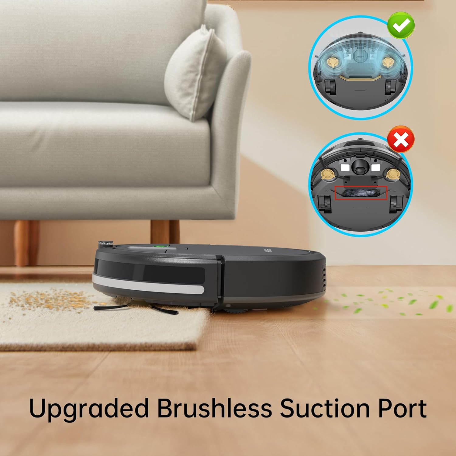 Upgraded Version Robot Vacuum Cleaner, 3500Pa Super Thin Robotic Vacuum, 120Mins Max, Tangle Free, Automatic, Quiet Cleaning Robot Vacuum for Floor,Black · v2