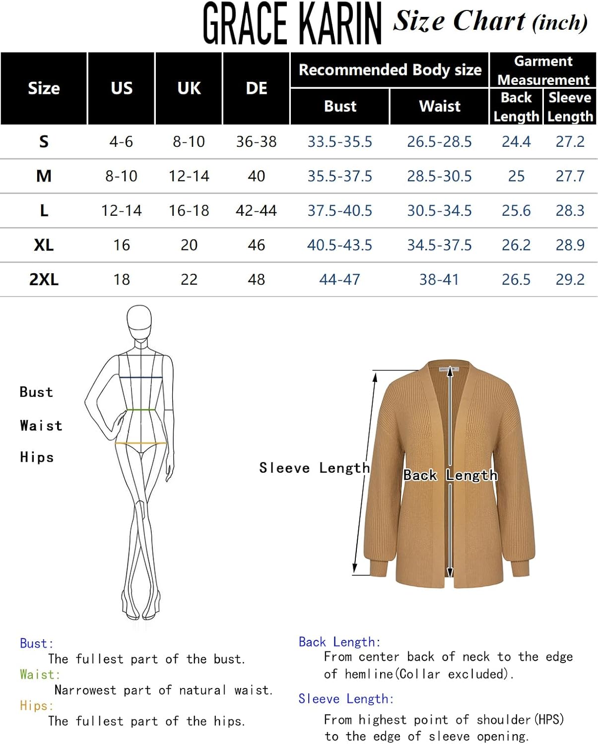 GRACE KARIN Womens 2024 Casual Long Sleeve Fringed Cardigan Open Front V Neck Knit Loose Oversized Sweater Outwear · v3