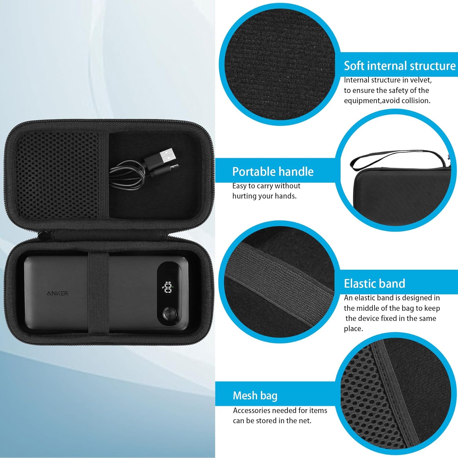 khanka Hard Travel Case Replacement for Anker Power Bank, 20,000mAh Portable Charger,Case Only.(Black) · v3