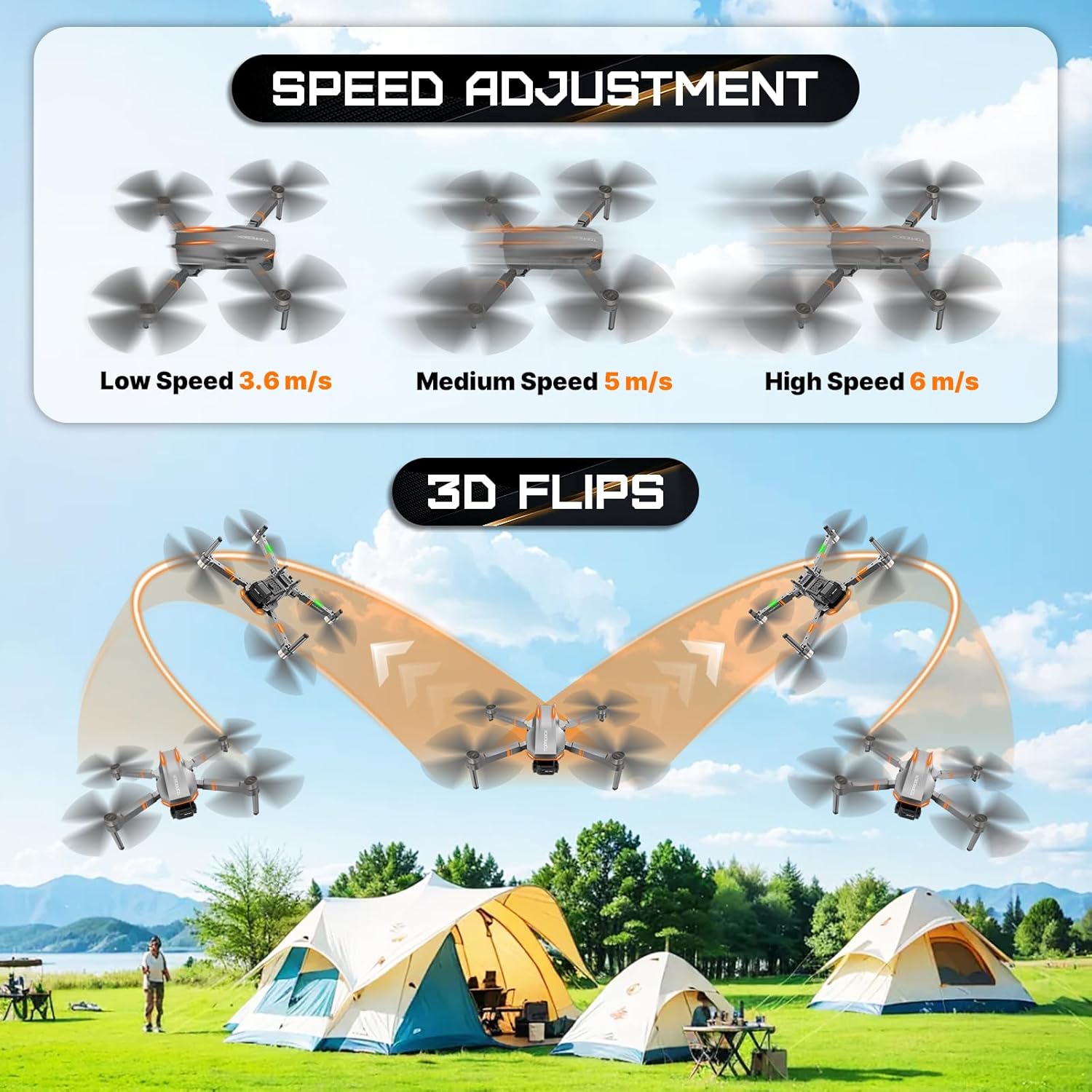 Drone Q12 con fotocamera per adulti, drone a motore brushless per bambini principianti, quadricottero RC pieghevole FPV con 2 batterie HD 4K, ribaltamento a 360°, mantenimento dell'altitudine, controllo vocale, modalità senza testa, One Key Start, Giocattoli regalo per uomini e ragazzi, facile da pilotare, custodia da trasporto