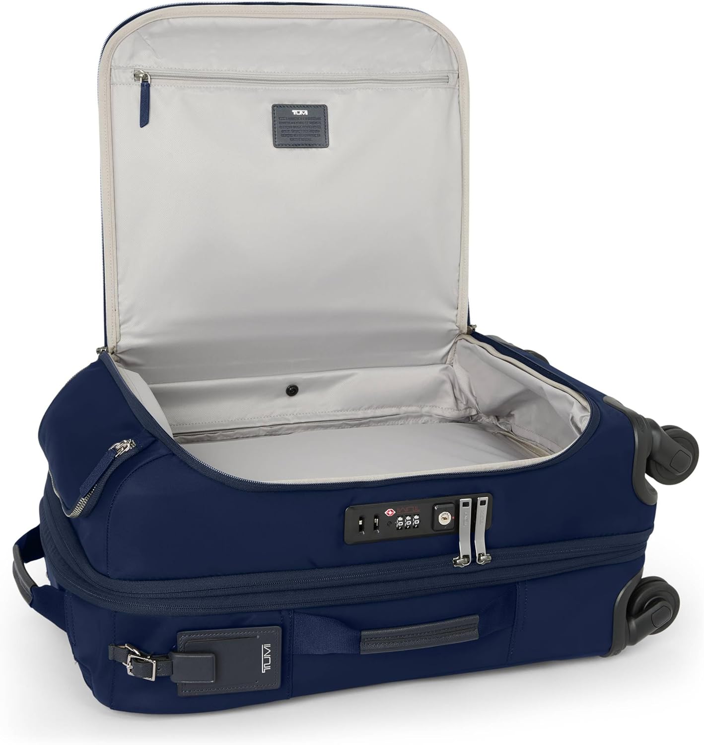 TUMI, equipaje de mano ampliable Voyageur Leger International, equipaje para mujer y hombre, equipaje de mano con ruedas, maletas para mujer y amplificador, hombre, índigo con detalles plateados