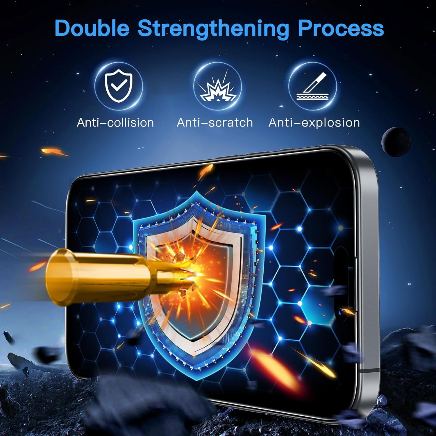 Protecteur d'écran Uyiton Unbreak-Glass pour iPhone 16 Pro Max, anti-espionnage à 28° [Easy Fit] [Zero Bubble] Couverture complète incassable et résistante aux rayures Coque d'écran privée en verre trempé 9H, lot de 2
