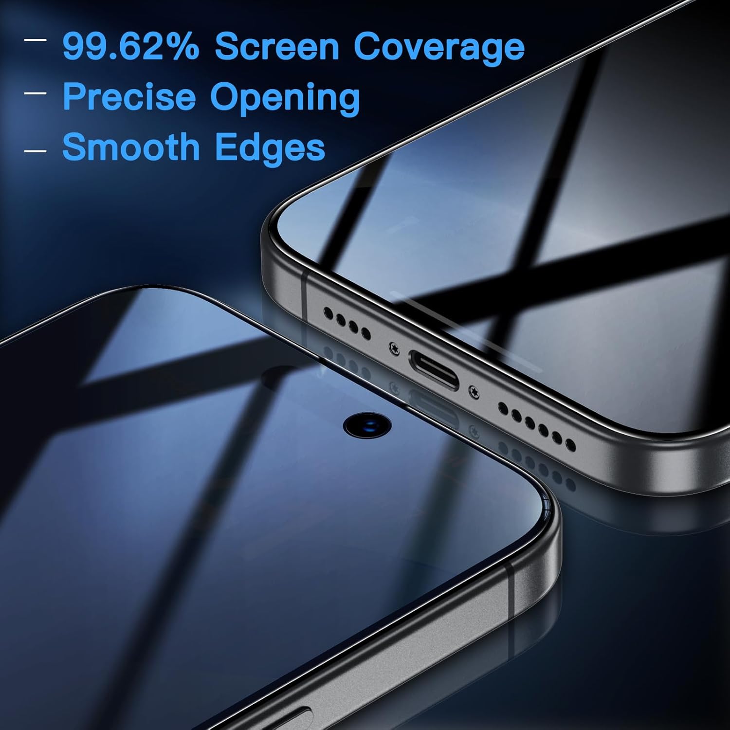 Protecteur d'écran Uyiton Unbreak-Glass pour iPhone 16 Pro Max, anti-espionnage à 28° [Easy Fit] [Zero Bubble] Couverture complète incassable et résistante aux rayures Coque d'écran privée en verre trempé 9H, lot de 2