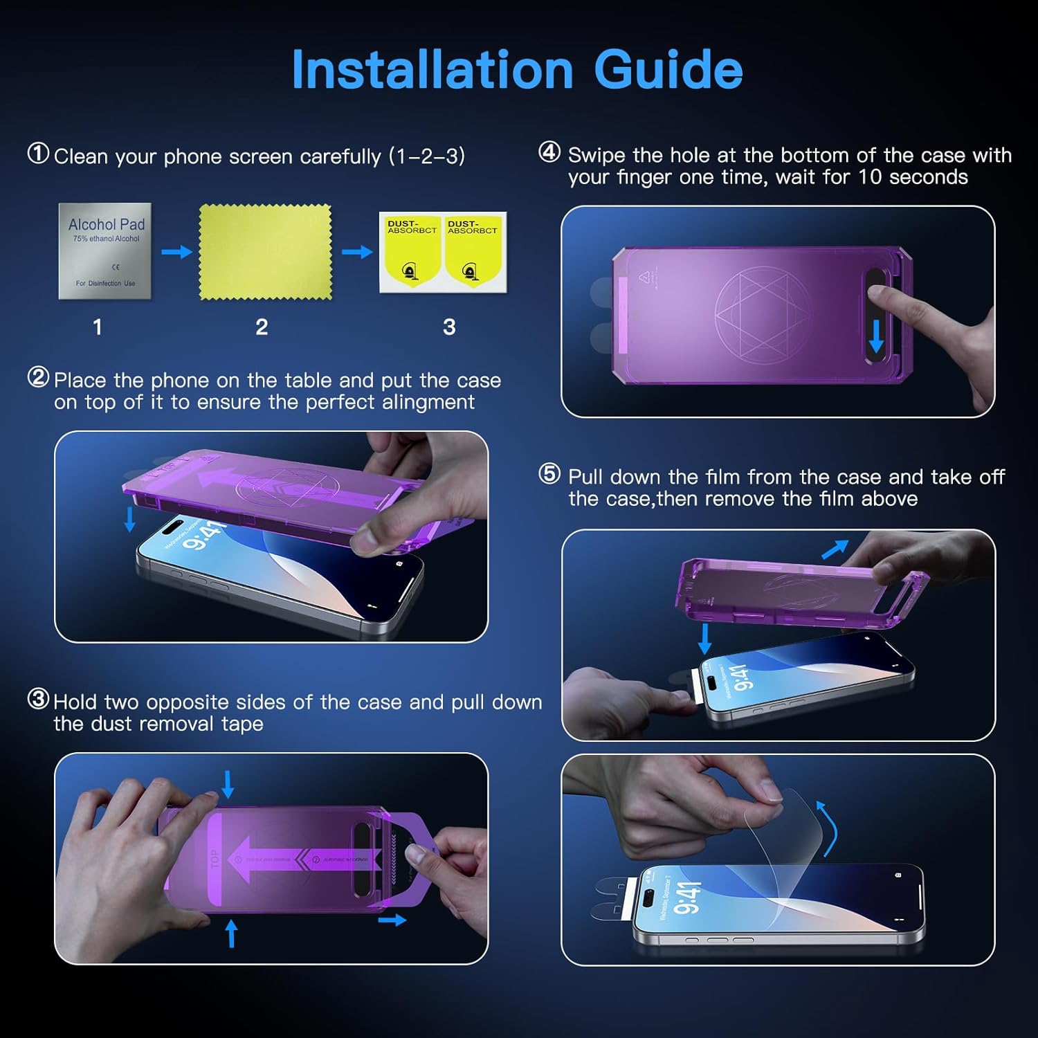 Protecteur d'écran Uyiton Unbreak-Glass pour iPhone 16 Pro Max, anti-espionnage à 28° [Easy Fit] [Zero Bubble] Couverture complète incassable et résistante aux rayures Coque d'écran privée en verre trempé 9H, lot de 2