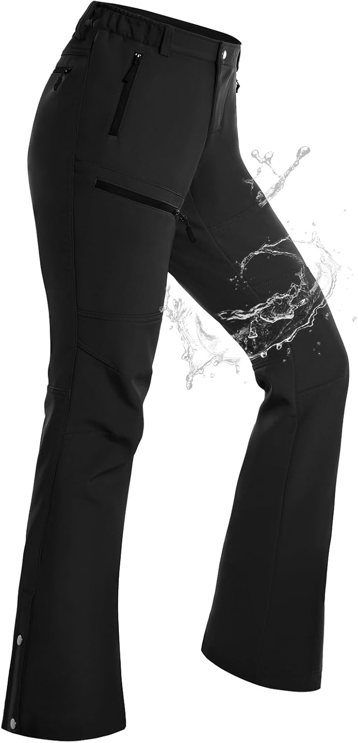 Cycorld Womens Snow Ski Pants Fleece Lined Waterproof Softshell Insulated Flare for Snowboarding Hiking Winter Outdoor · v3