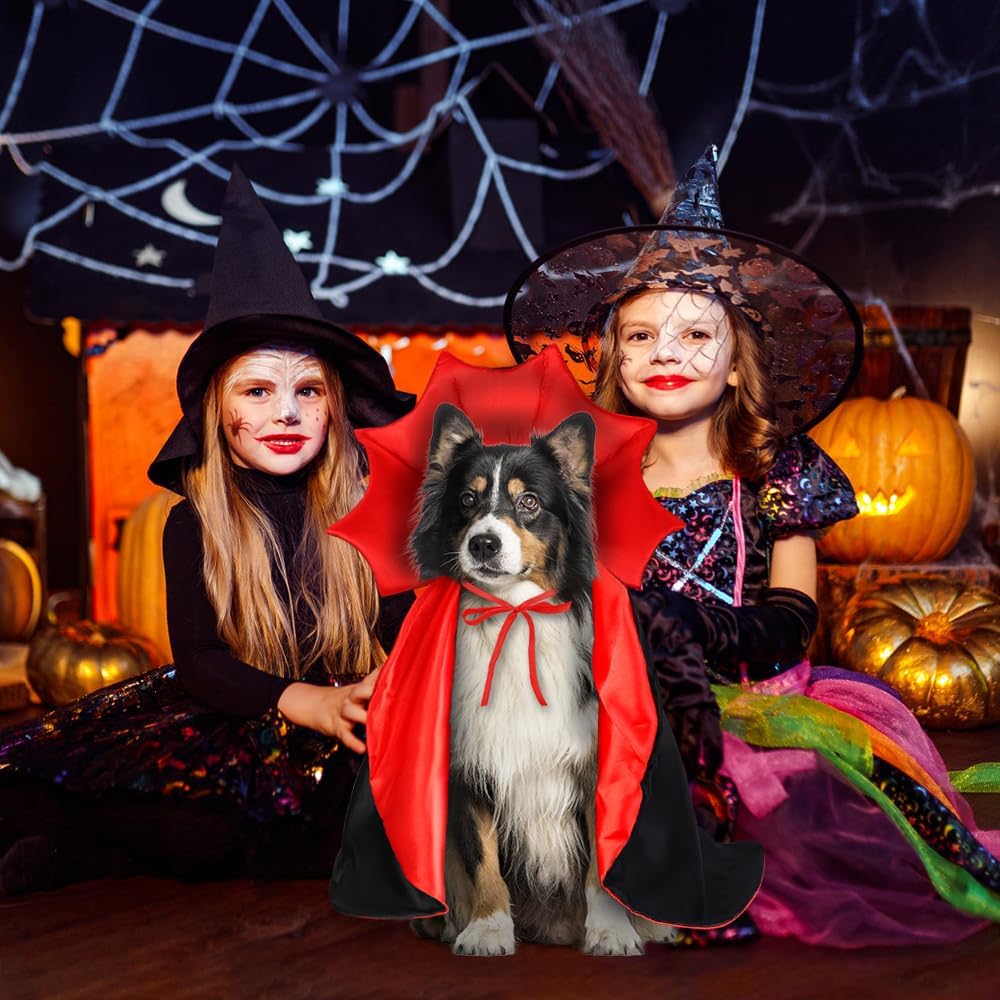 Costume da vampiro di Halloween, mantello per animali domestici di Halloween, costume da diavolo, regolabile, rosso nero, mantello classico per cosplay, costume da festa, articoli per animali domestici, accessori per cani di taglia media e grande