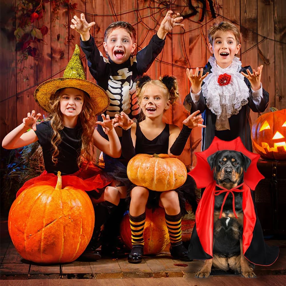 Costume da vampiro di Halloween, mantello per animali domestici di Halloween, costume da diavolo, regolabile, rosso nero, mantello classico per cosplay, costume da festa, articoli per animali domestici, accessori per cani di taglia media e grande