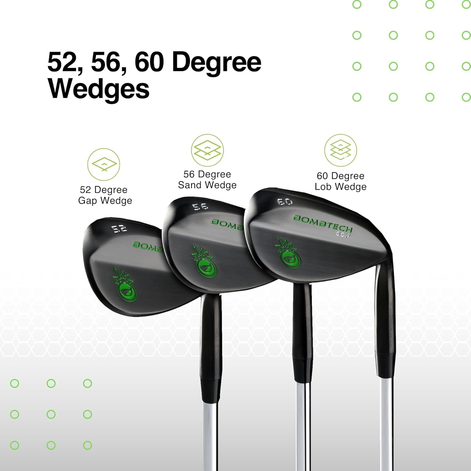 BombTech Golf - Ensemble complet - 13 clubs, 1 sac - Stiff Flex