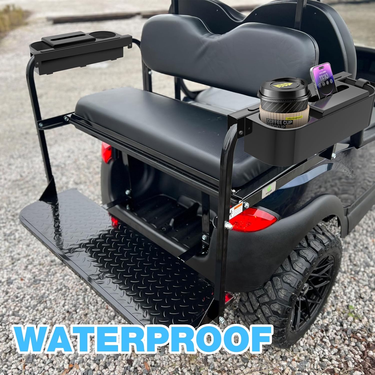 Golf Cart Armrest with Cup Holder for Rear Seat, Phone Holder for EZGO/Club Car/Yamaha  Most Golf Cart, No Drilling Required, Fit 1.0/1-1/4" Square Tube Frame · v3
