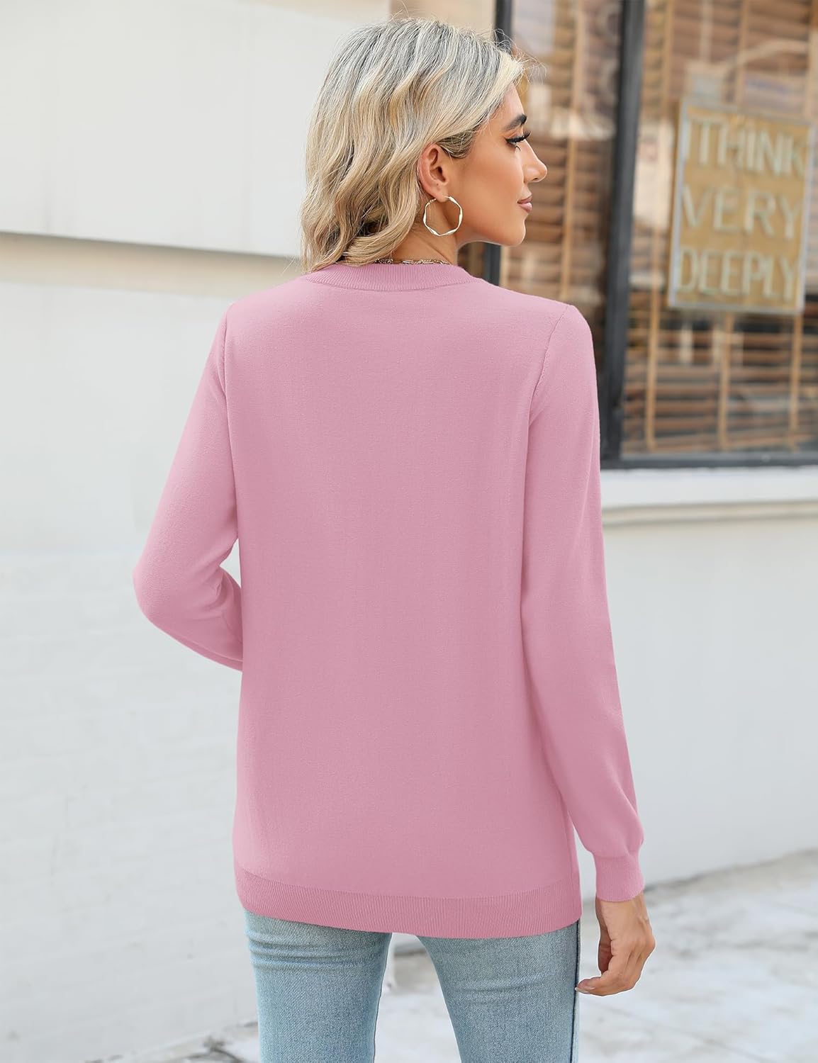 Women Fall Sweater Casual Long Sleeve Ribbed Knit Pullover Tops Loose Crewneck Clothes 2024 · v3