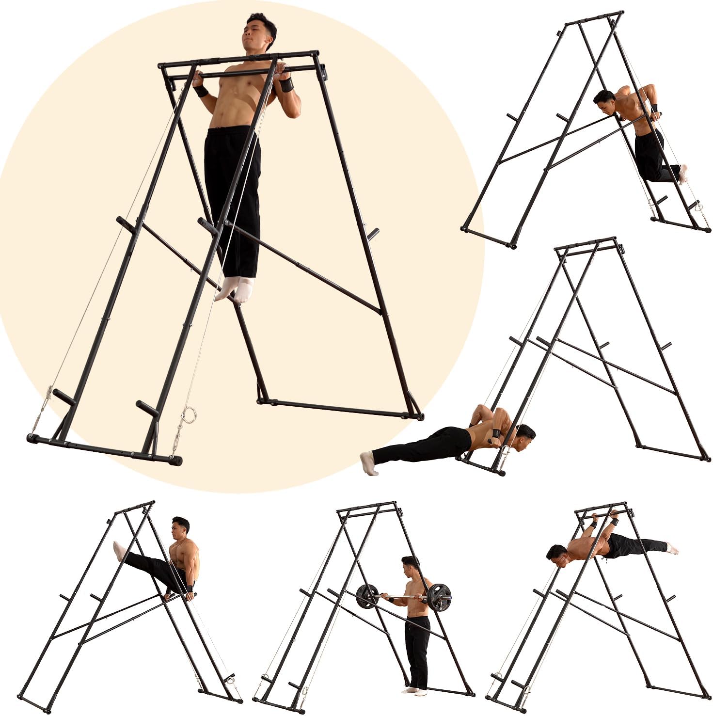 KT Rust-resistant Tall Pull Up Dip Station Squat Rack Foldable Power Tower Stable Multifunctional Exercise Machine Durable Home Gym Strength Training Fitness Equipment Portable Indoor Outdoor Free Standing · v4