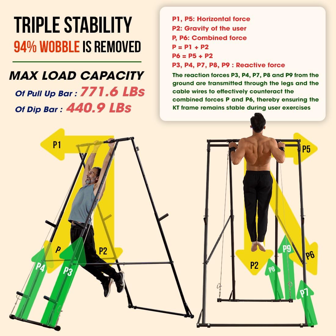 KT Rust-resistant Tall Pull Up Dip Station Squat Rack Foldable Power Tower Stable Multifunctional Exercise Machine Durable Home Gym Strength Training Fitness Equipment Portable Indoor Outdoor Free Standing · v4