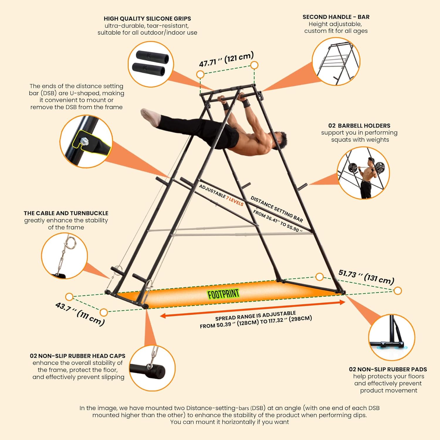 KT Rust-resistant Tall Pull Up Dip Station Squat Rack Foldable Power Tower Stable Multifunctional Exercise Machine Durable Home Gym Strength Training Fitness Equipment Portable Indoor Outdoor Free Standing · v4