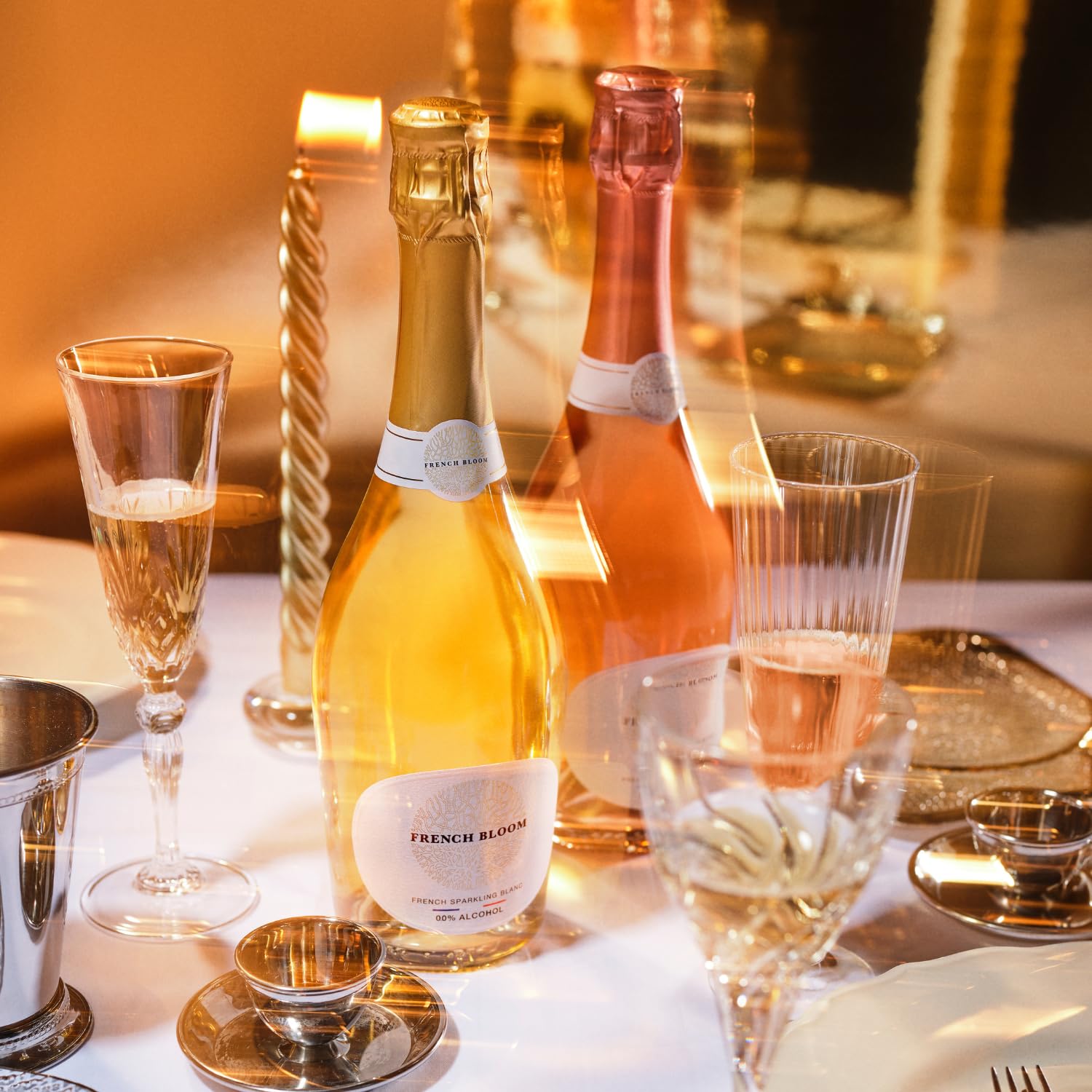French Bloom Le Rosé and Le Blanc - Alcohol-Free Sparkling Wine, 750ml - Certified Organic, Vegan, Low Calorie,Sulfite-Free - Made with Fine Organic Wine, No Preservatives or Added Sugar