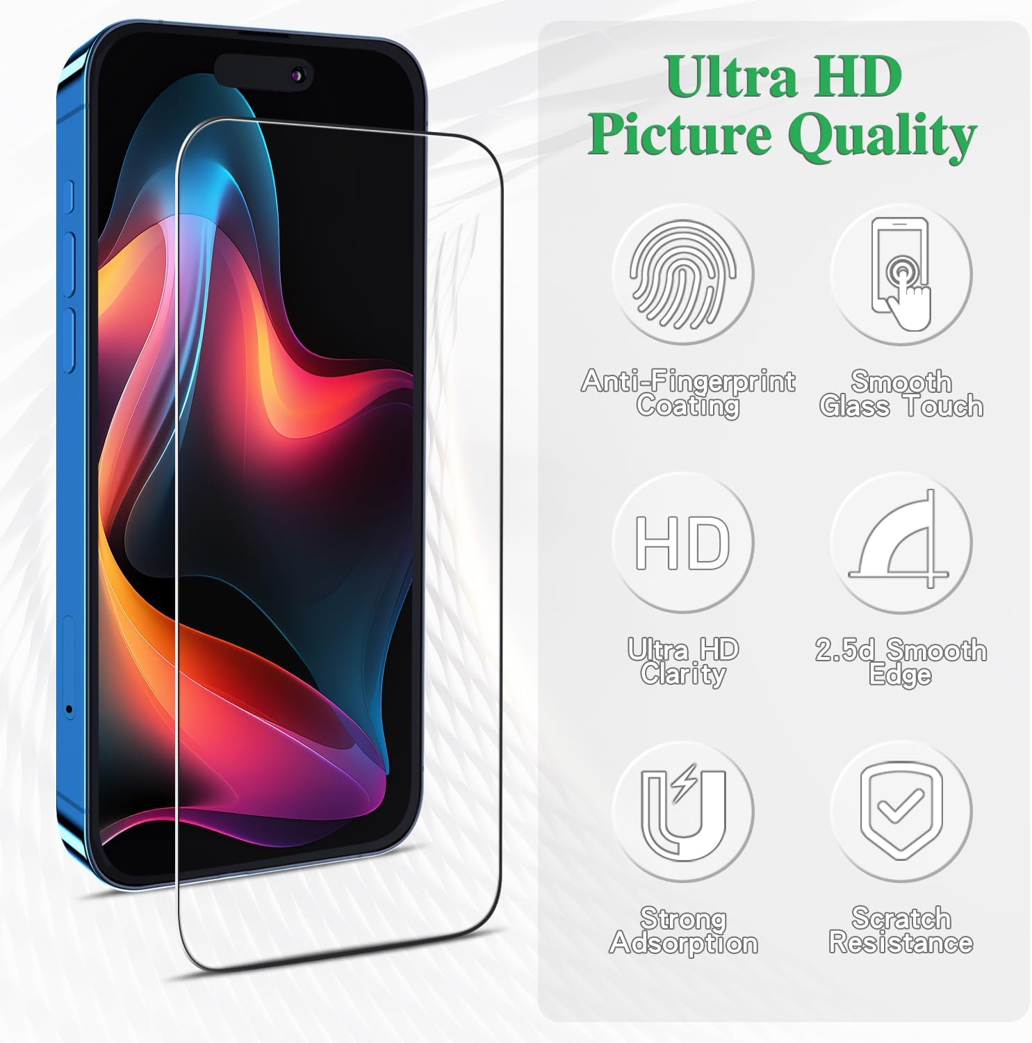 Pokolan 3 Pack Screen Protector for iPhone 16 Pro (6.3-inch) Tempered Glass, 9H Hardness, Case Friendly, Anti Scratch, Bubble Free, 99.99% HD clear, Easy to install · v2