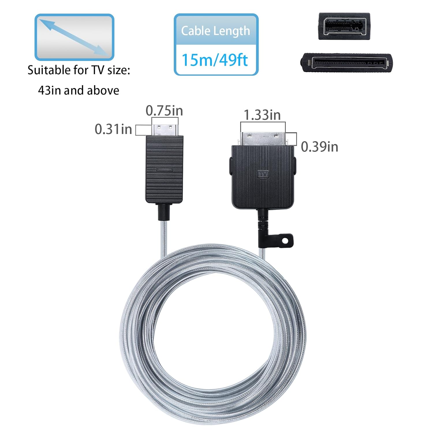 VG-SOCR15/ZA 15m One Connect kabel kompatybilny z Samsung QN43'-85" Telewizor ramkowy LS03R LS03A LS03B LS03C LS03D QN65Q90RAFXZA QN43LS03RAFXZA QN65LS03DAFXZA QN75LS03AAFXZA