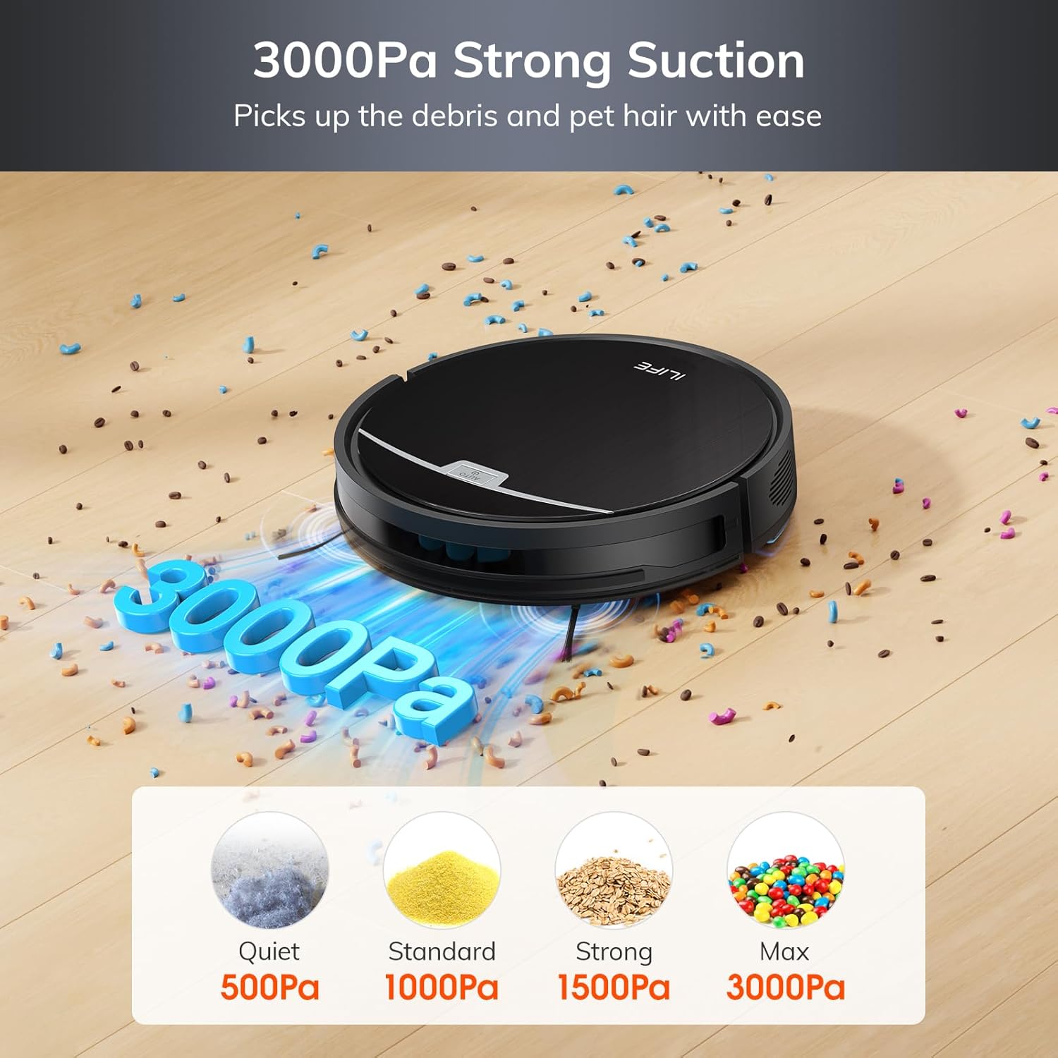 ILIFE V9 Pro Robot Süpürge ve Paspas Kombinasyonu, Kendiliğinden Boşalan, 3000Pa Güçlü Emişli Robot Elektrikli Süpürge, Gyro Navigasyon, Program, Uygulama/Alexa Kontrolü, Evcil Hayvan Kılı, Sert Zeminler ve Halılar için, Siyah