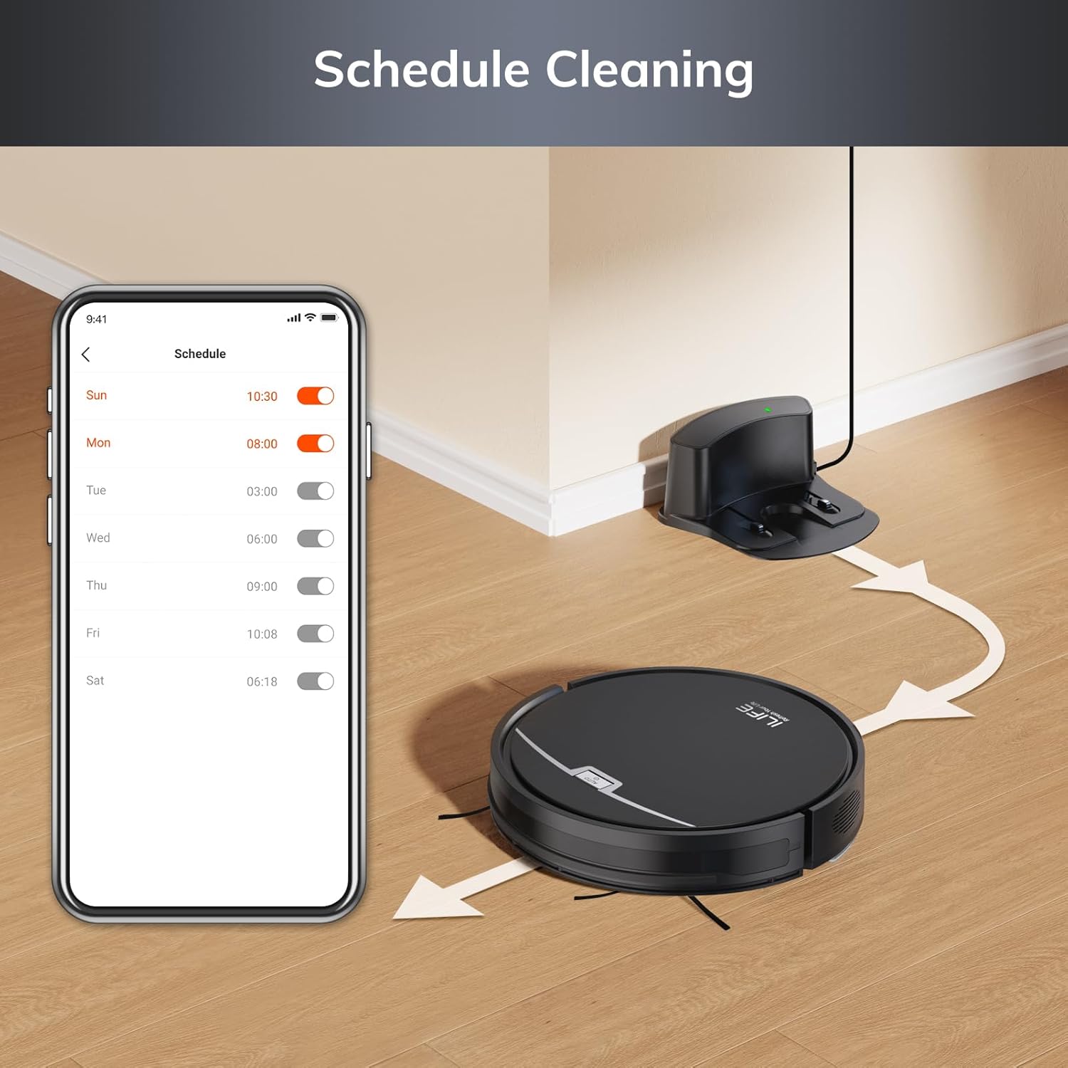 ILIFE V9 Pro Robot Süpürge ve Paspas Kombinasyonu, Kendiliğinden Boşalan, 3000Pa Güçlü Emişli Robot Elektrikli Süpürge, Gyro Navigasyon, Program, Uygulama/Alexa Kontrolü, Evcil Hayvan Kılı, Sert Zeminler ve Halılar için, Siyah