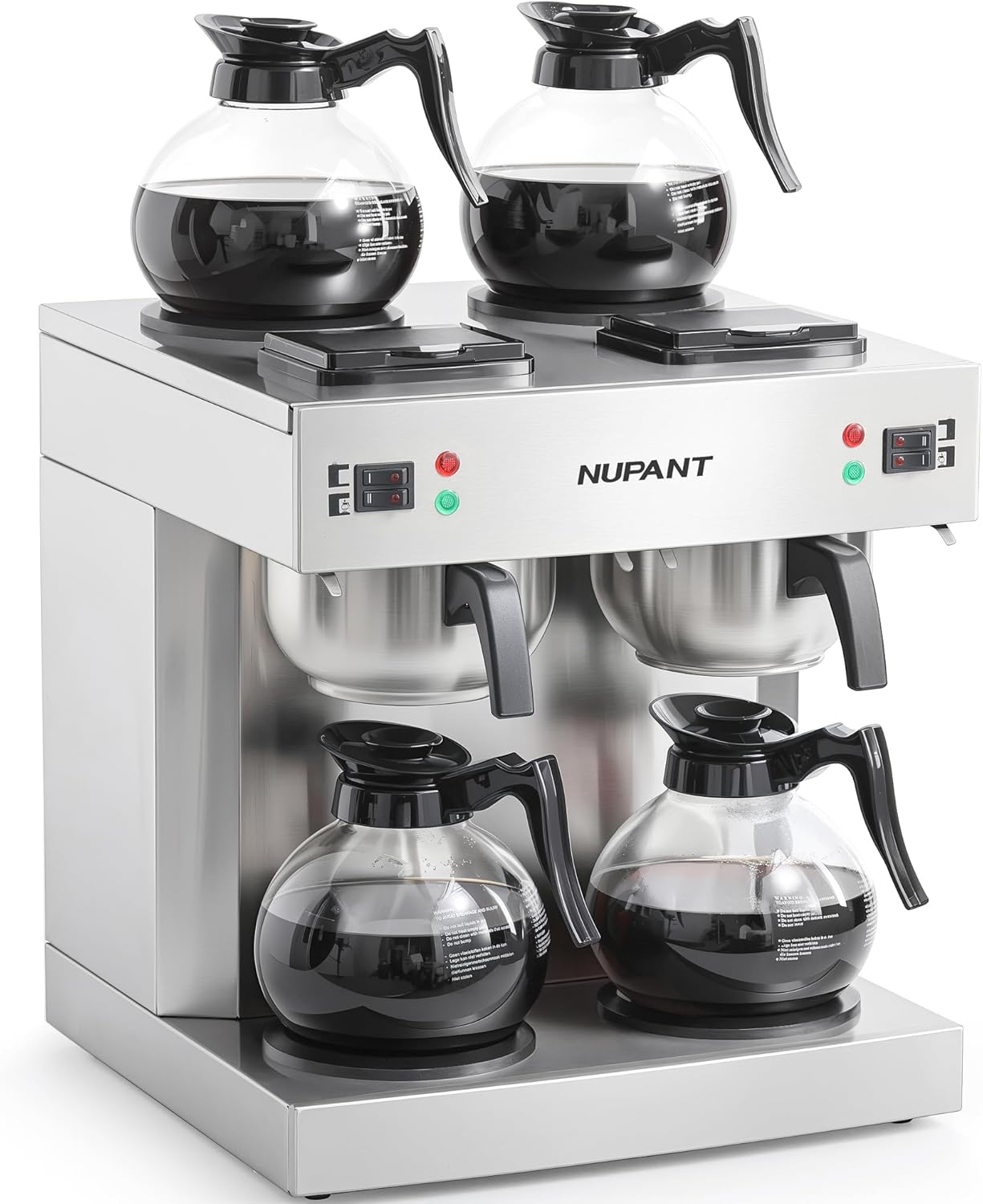 Dual Drip Commercial Coffee Maker, 200 Cup/hour, 7.2L Pour Over Coffee Machine with 4 Glass Carafe and 4 Warmers, Stainless Steel Double Coffee Brewer Staition for Restaurant and Coffee Bar · v2