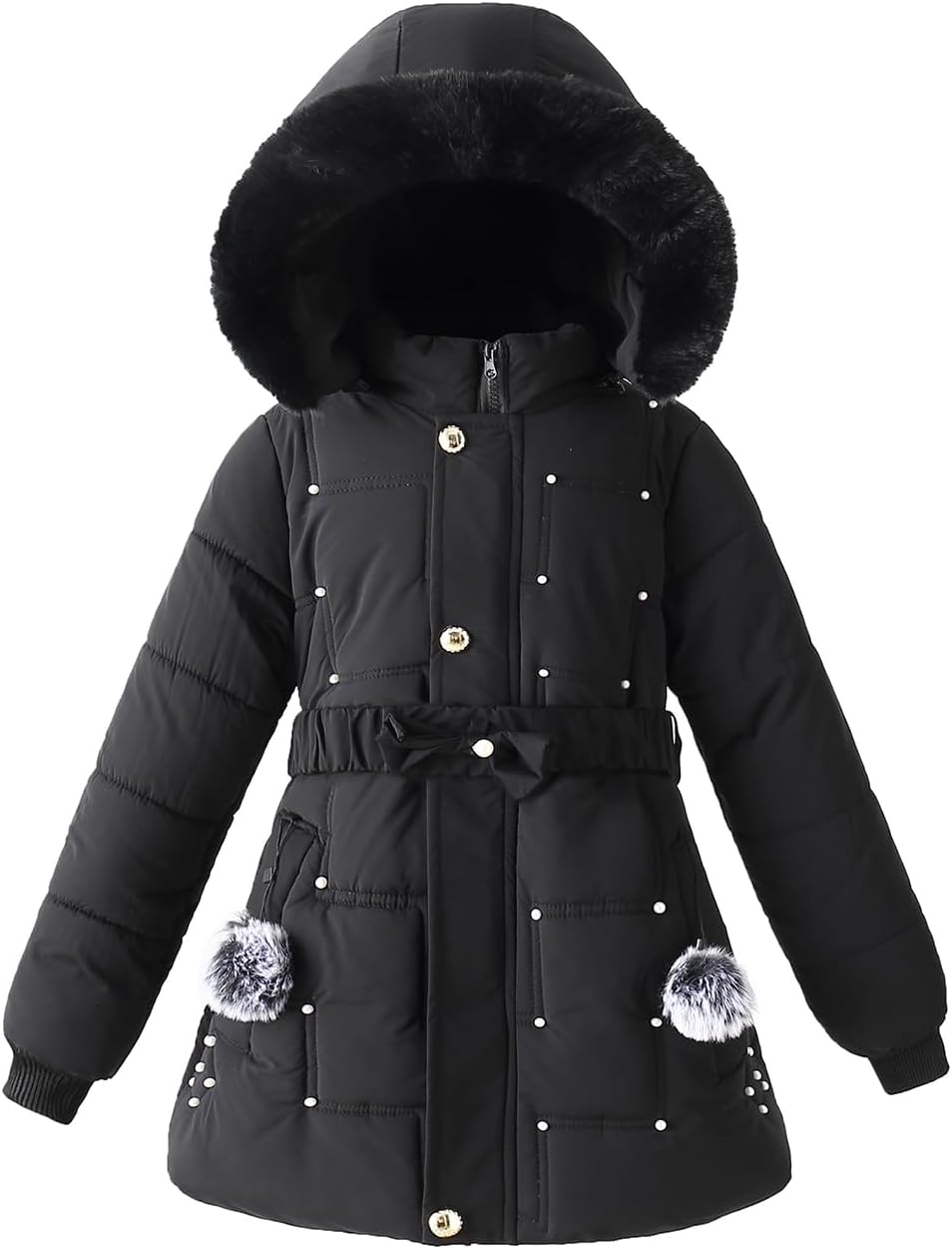 Kız Çocuk Kışlık Elbise Mantaları Suni Kürk Kapüşonlu Polar Ceketler Su Geçirmez Parka Dış Giyim