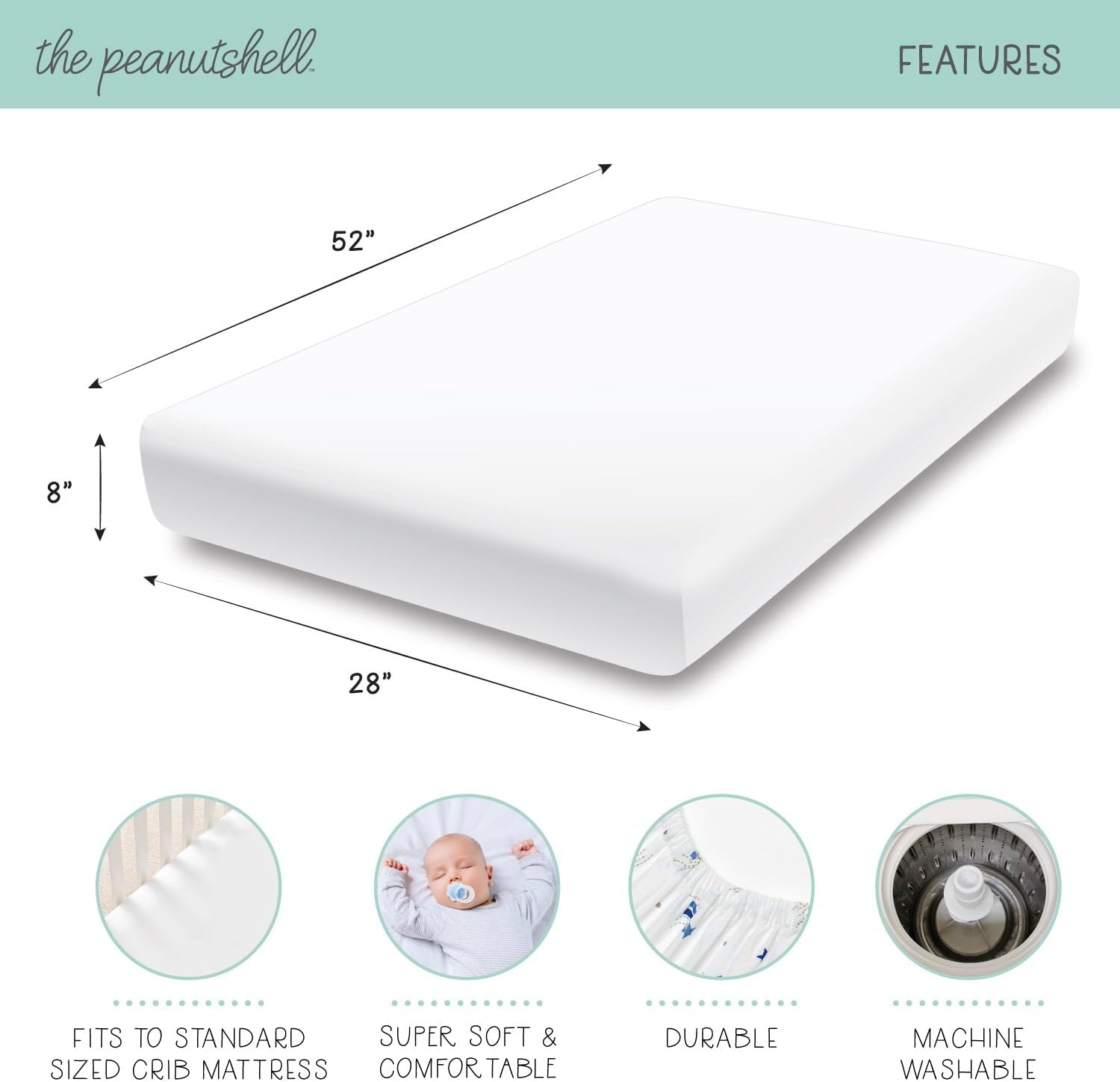 The Peanutshell Baby Girl Crib Sheets, Fitted Baby Sheets for Girls, Fits Standard Size Crib Mattress, 52x28, Vintage Floral Nursery Decor, 4 Pack in Pink, White, Beige