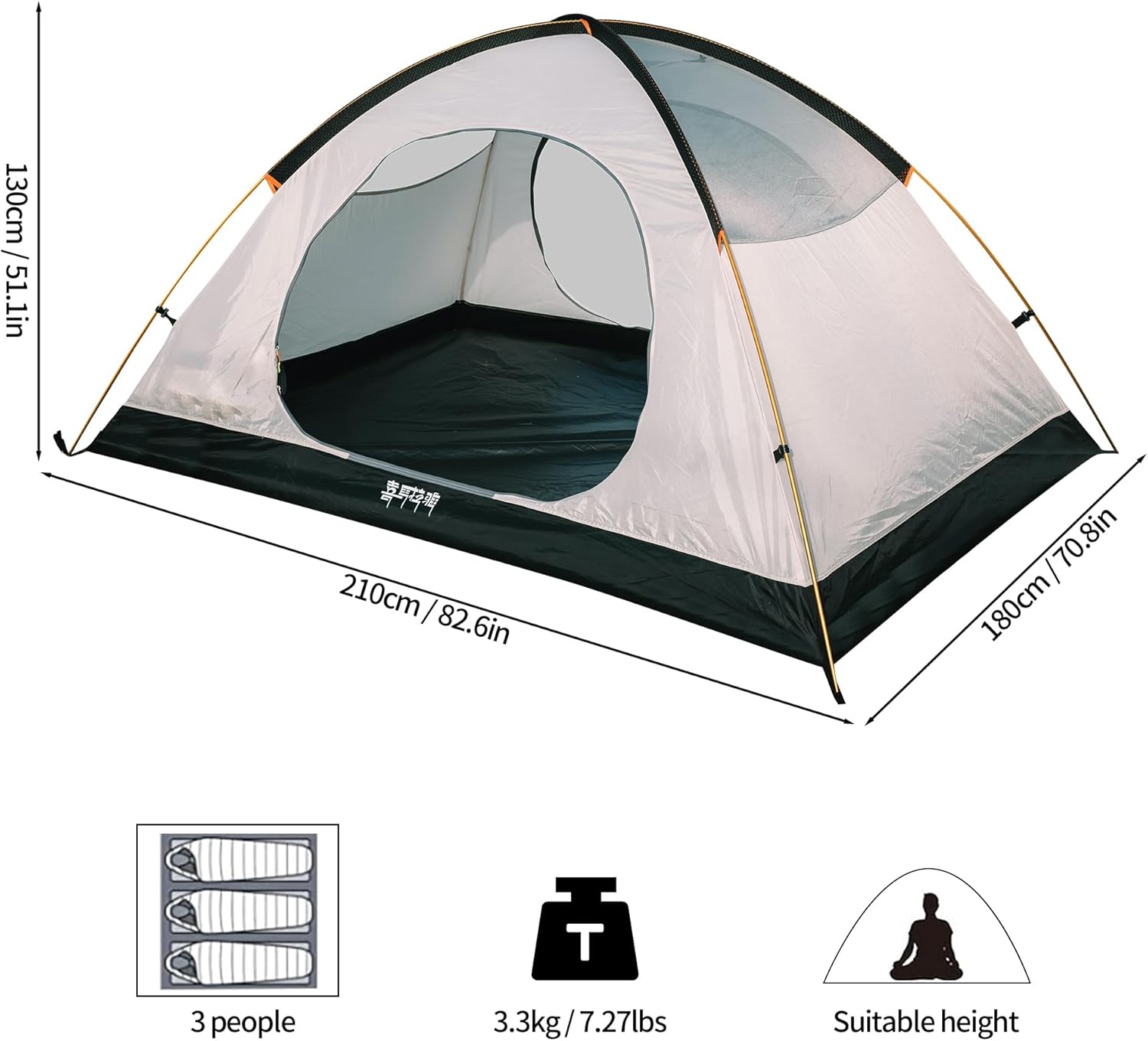 Himalaya Campingzelt für 2/3 Personen, Zelt für 4 Jahreszeiten, Winterzelt, wasserdicht, winddicht, für Rucksackreisen, leichtes Zelt, tragbar, PU5000, für Camping, kaltes Wetter, Wandern, Bergsteigen, im Freien