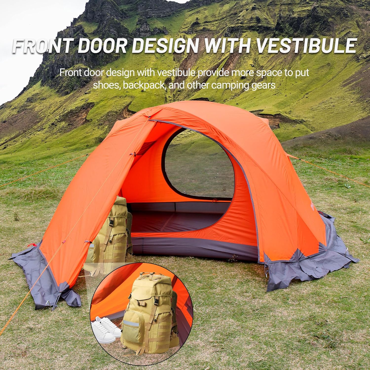 Himalaya 2 Person 4 Season Tent, Winter Camping Tent Ultralight Waterproof with Aluminum Alloy Poles PU8000mm Double Layer Easy Set Up for Cold Weather Outdoor Camping Hiking Mountaineering · v7