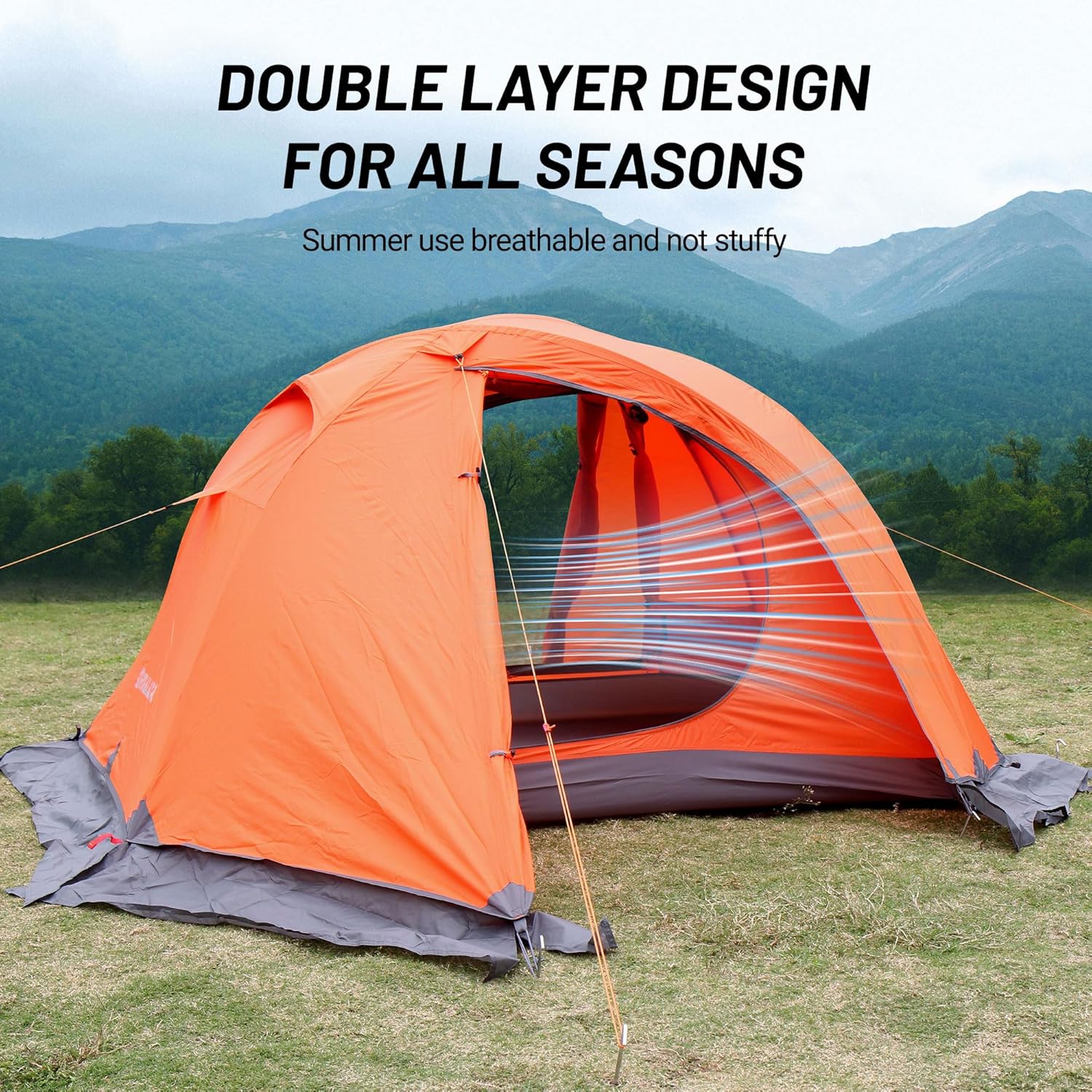 Himalaya 2 Person 4 Season Tent, Winter Camping Tent Ultralight Waterproof with Aluminum Alloy Poles PU8000mm Double Layer Easy Set Up for Cold Weather Outdoor Camping Hiking Mountaineering · v7