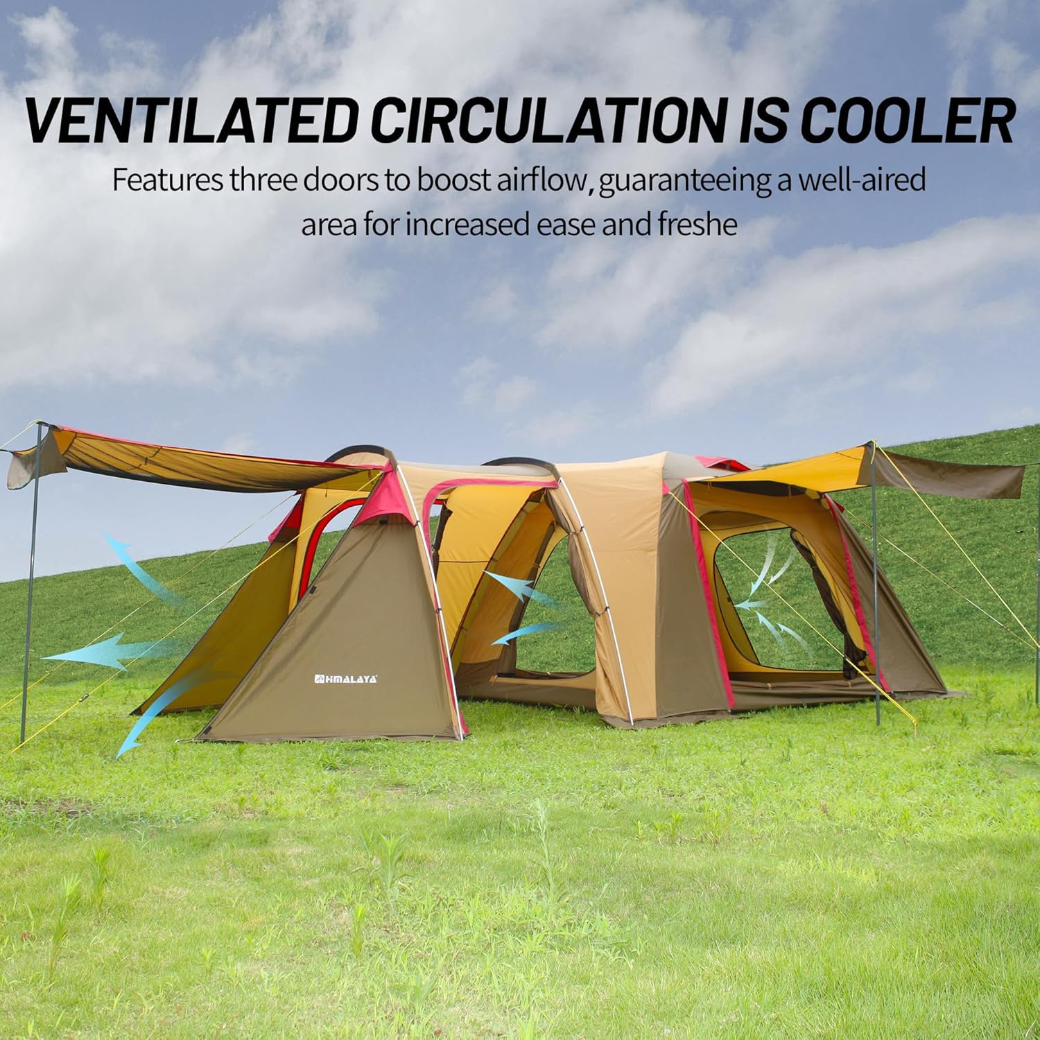 Family Camping Tent with Spacious Interior 3-4 Person Waterproof Windproof Camping Tent Portable for Outdoor Camping Beach · v7